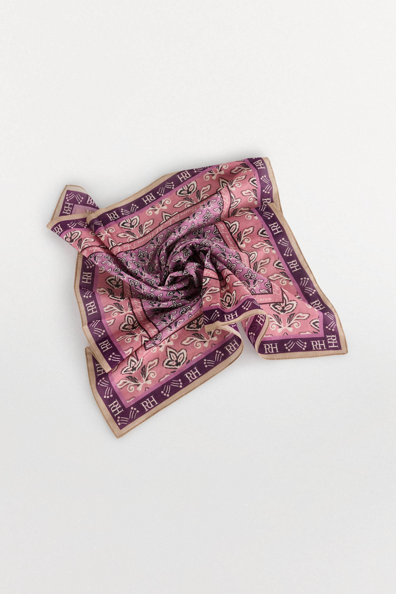 Pedro del Hierro Pa&ntilde;uelo bandana con estampado floral Morado