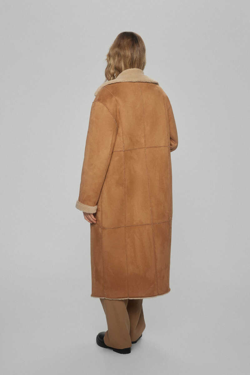 Pedro del Hierro Reversible faux shearling coat Beige