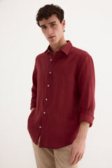 Pedro del Hierro Plain linen shirt Burgundy