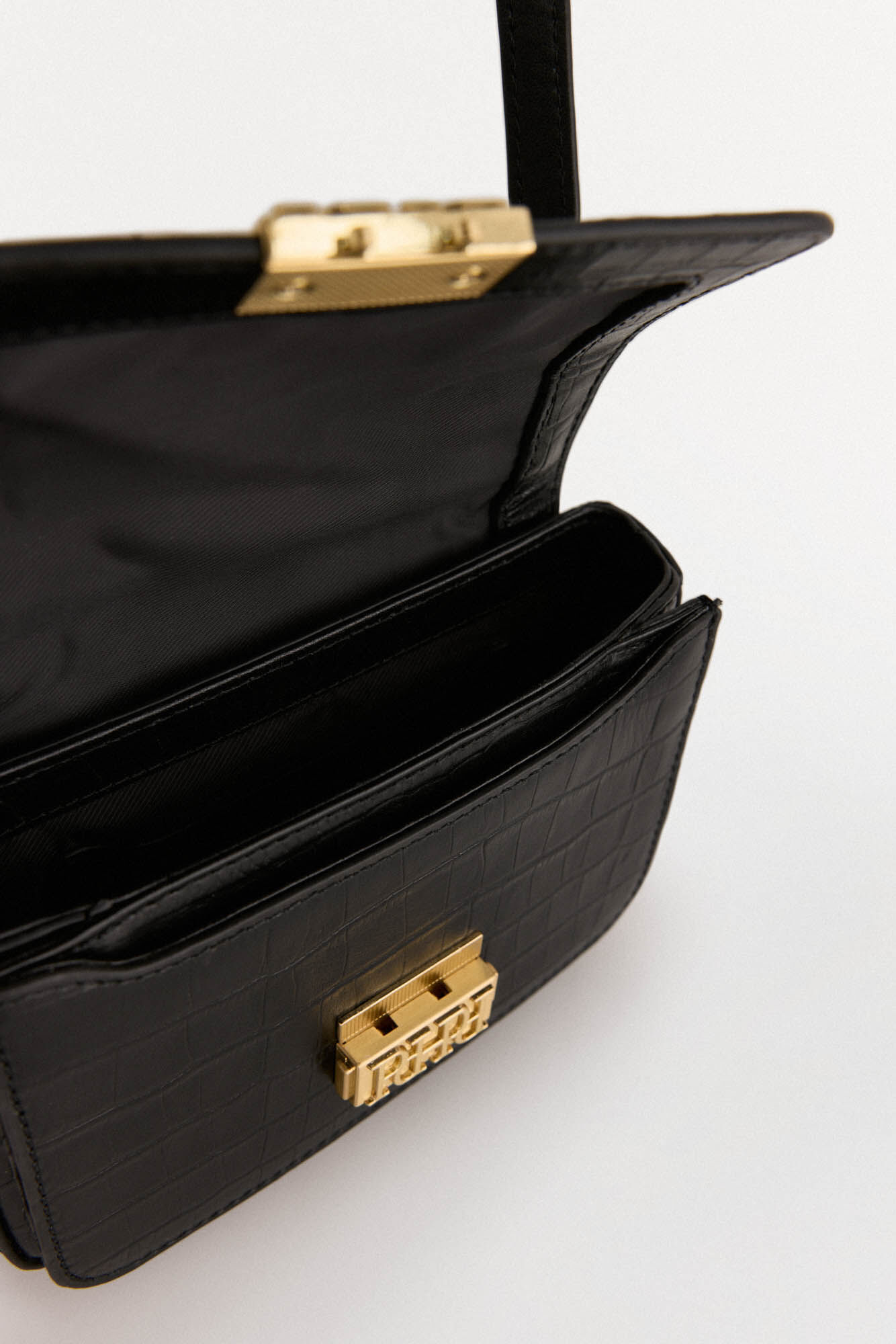 Pedro del Hierro Bolsa de ombro em pele com fecho em metal Preto