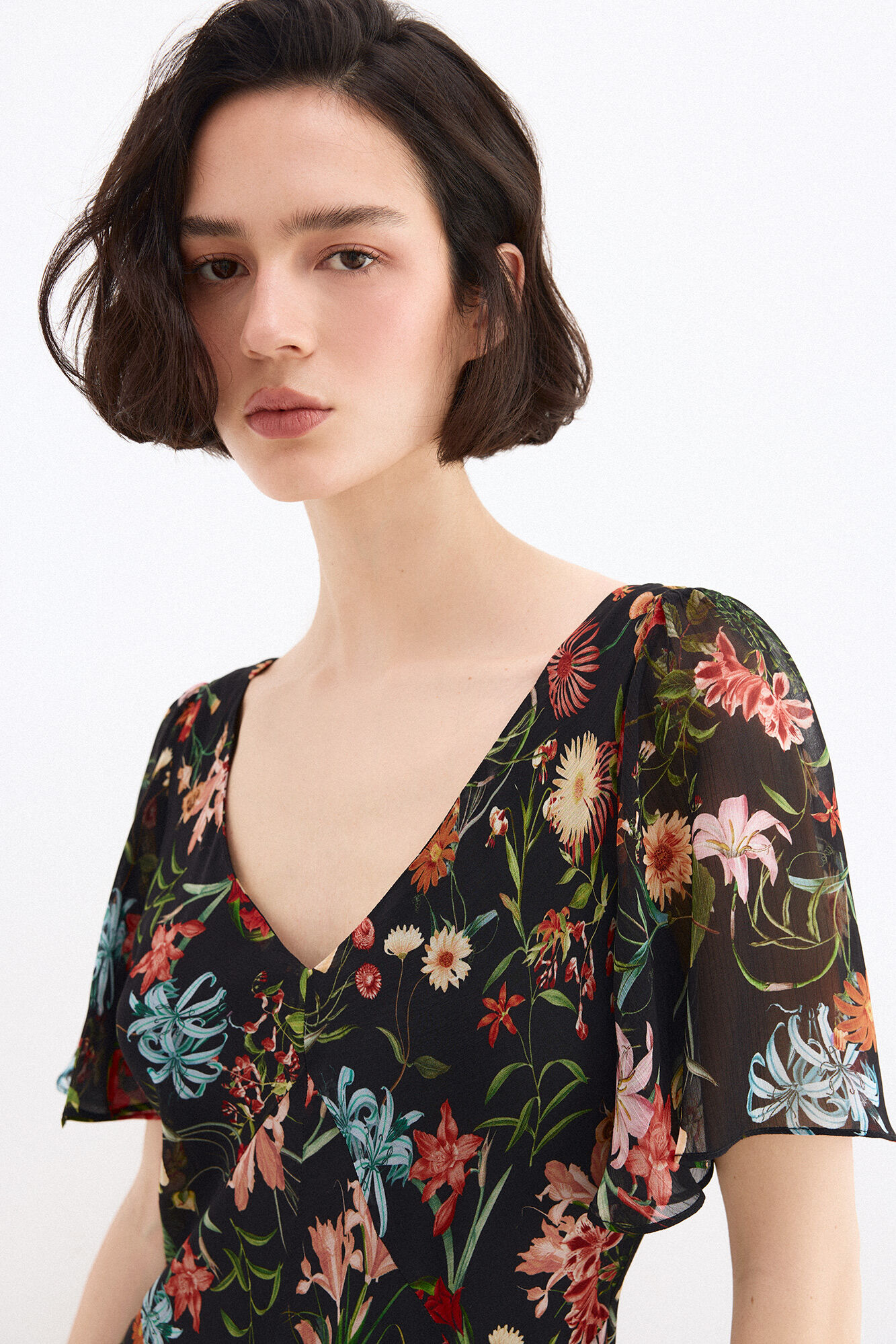 Pedro del Hierro Long printed dress with slits Blue