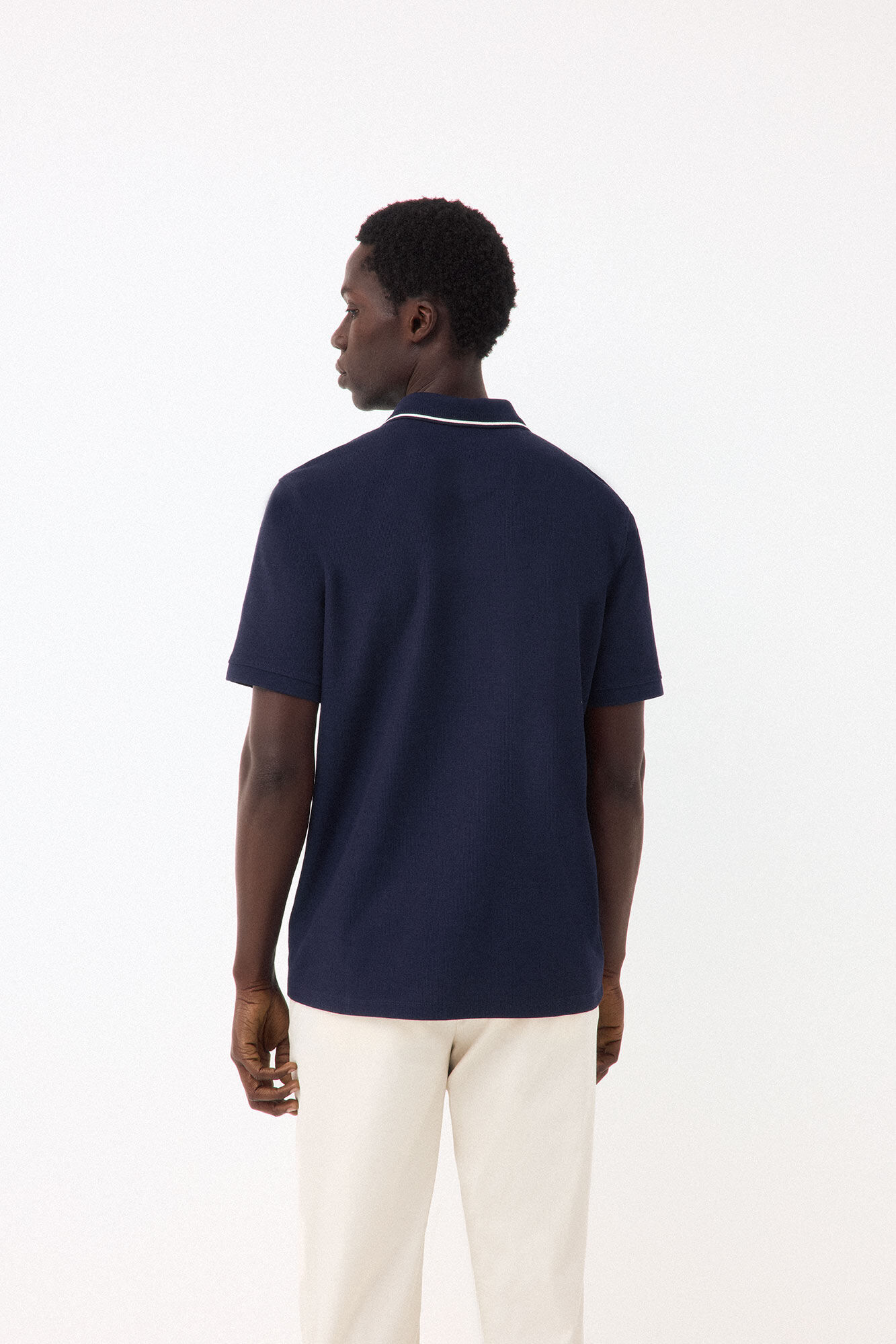 Pedro del Hierro Structured open neck polo shirt Blue