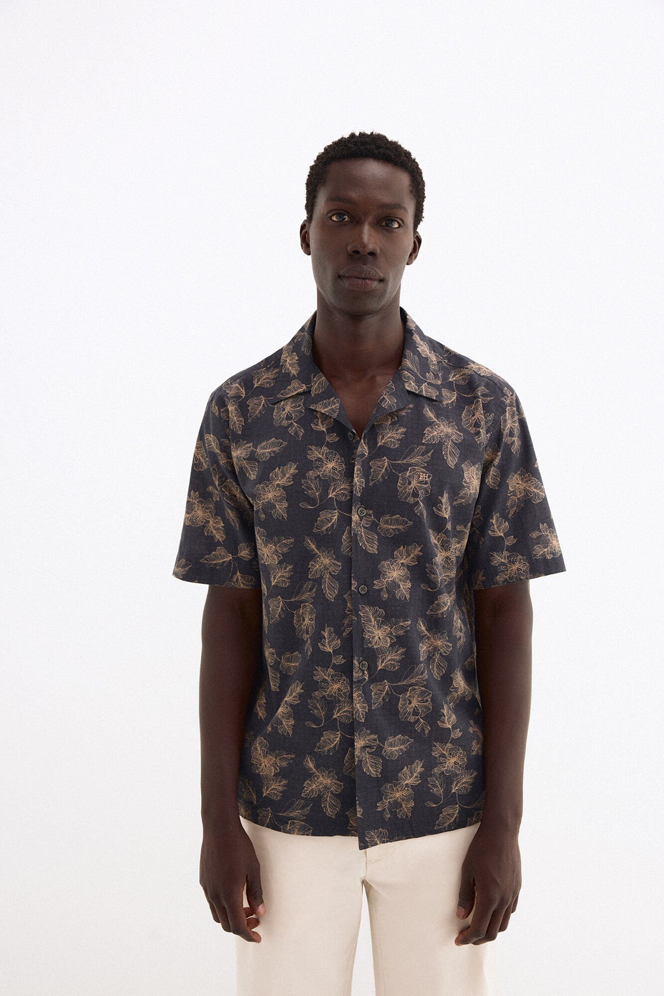 Pedro del Hierro Camisa estampada manga curta em tecido italiano