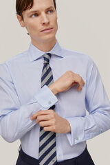 Pedro del Hierro Camisa para bot&otilde;es de punho estrutura lisa non-iron + antimanchas Azul