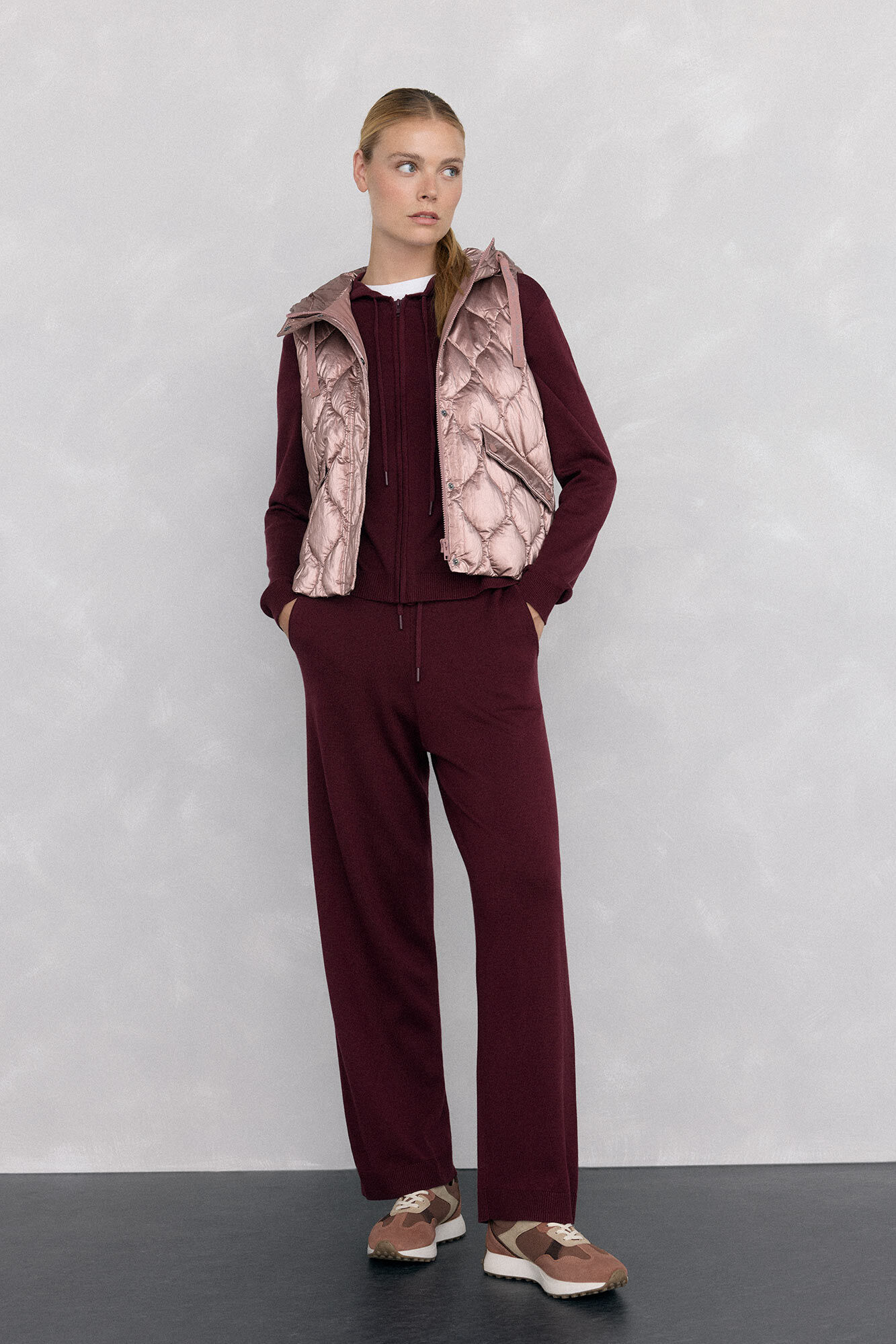 Pedro del Hierro Quilted hooded gilet Pink