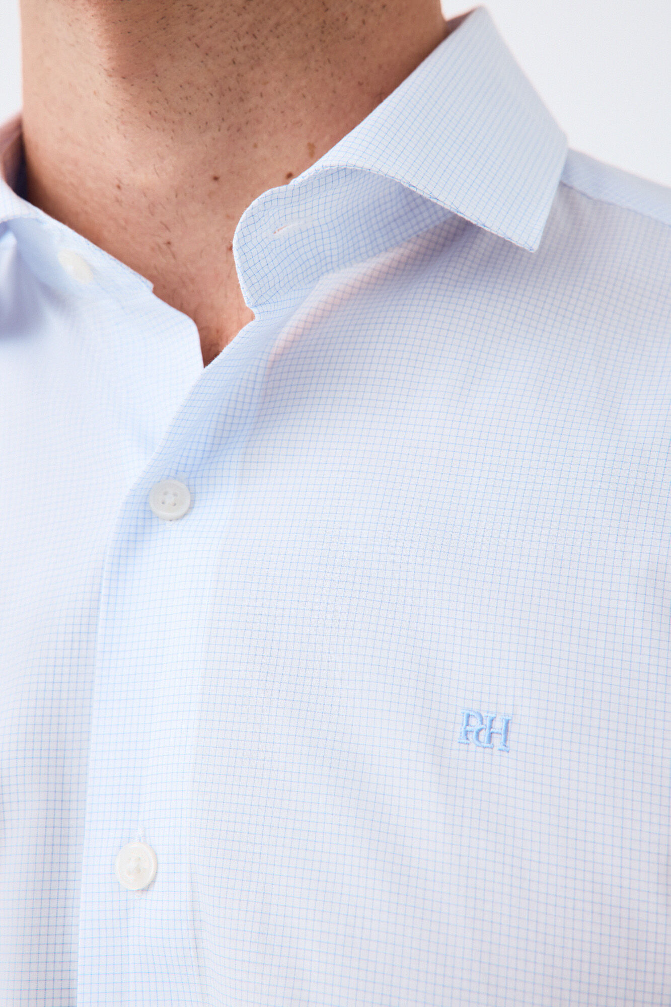 Pedro del Hierro Plaid non-iron + anti-stain slim fit dress shirt