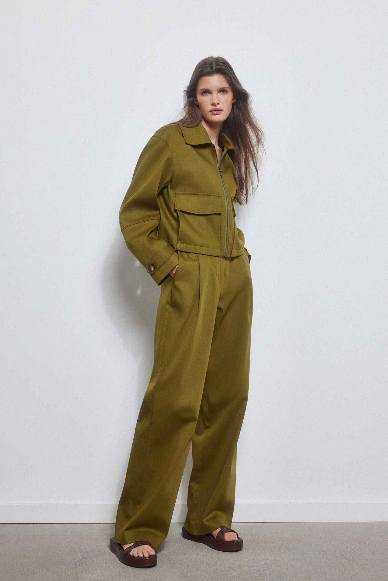 Pedro del Hierro Chaqueta corta con bolsillos plastron Verde