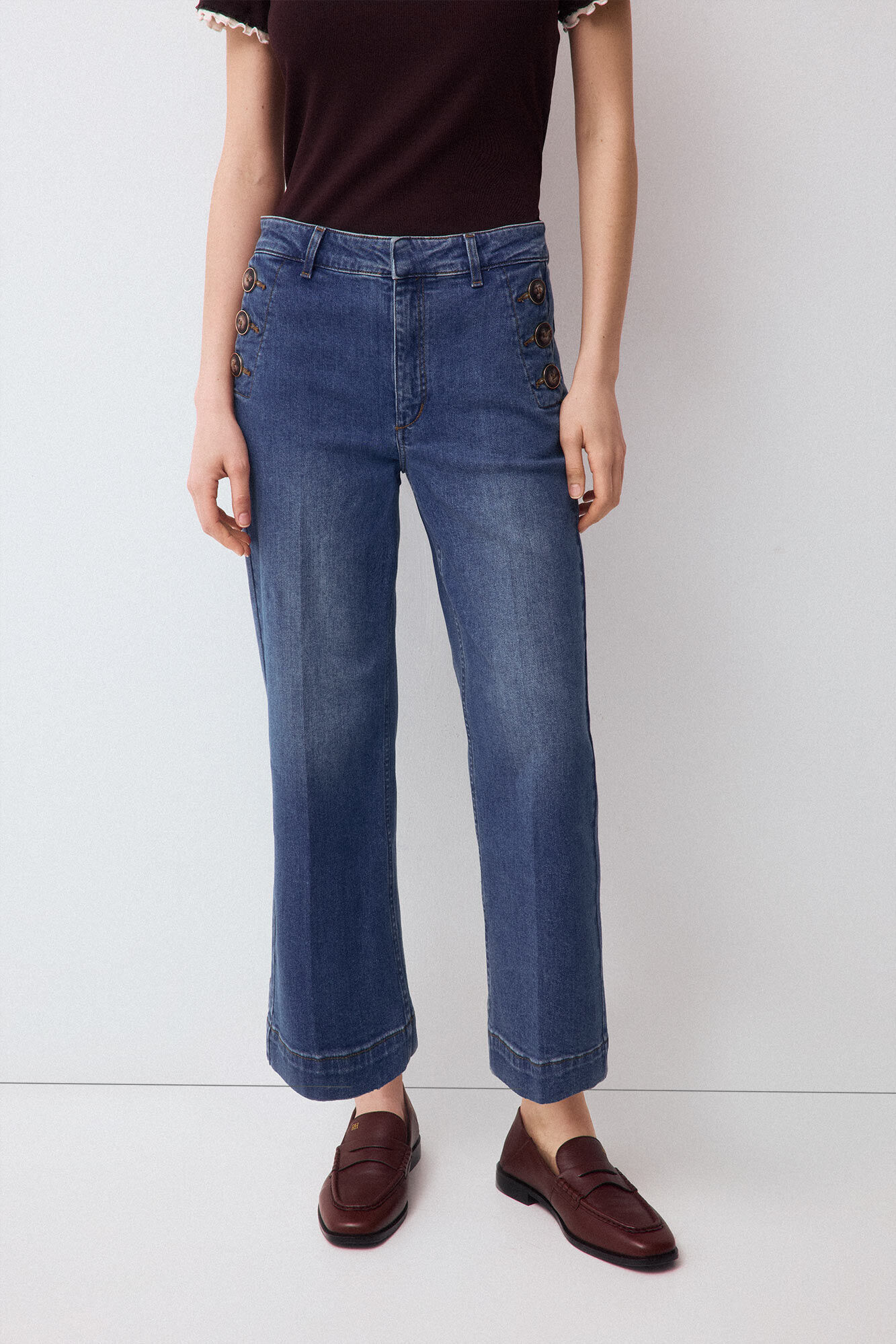 Pedro del Hierro Capri wide leg jeans Blue