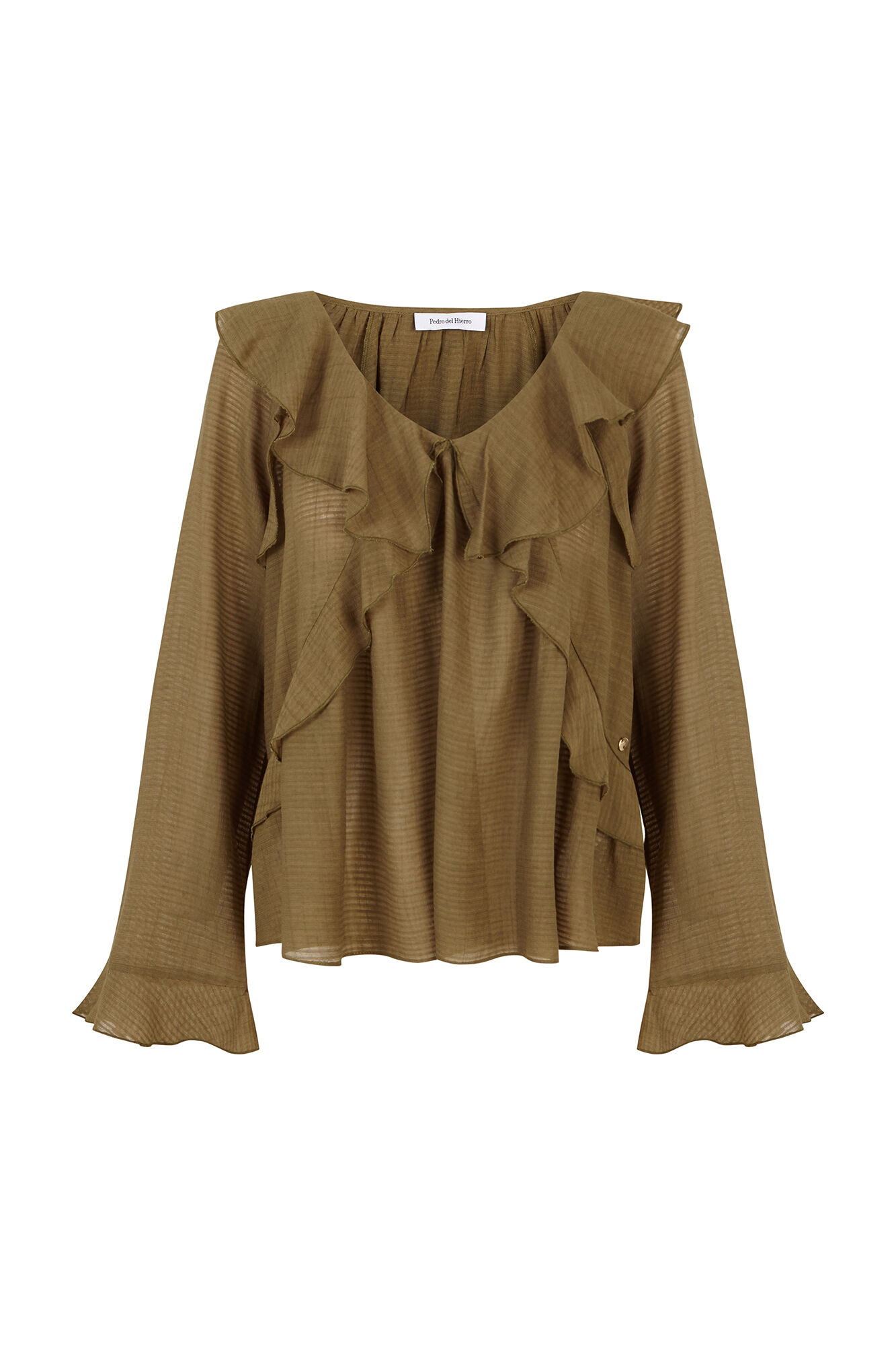 Pedro del Hierro Blusa lisa com folhos Verde