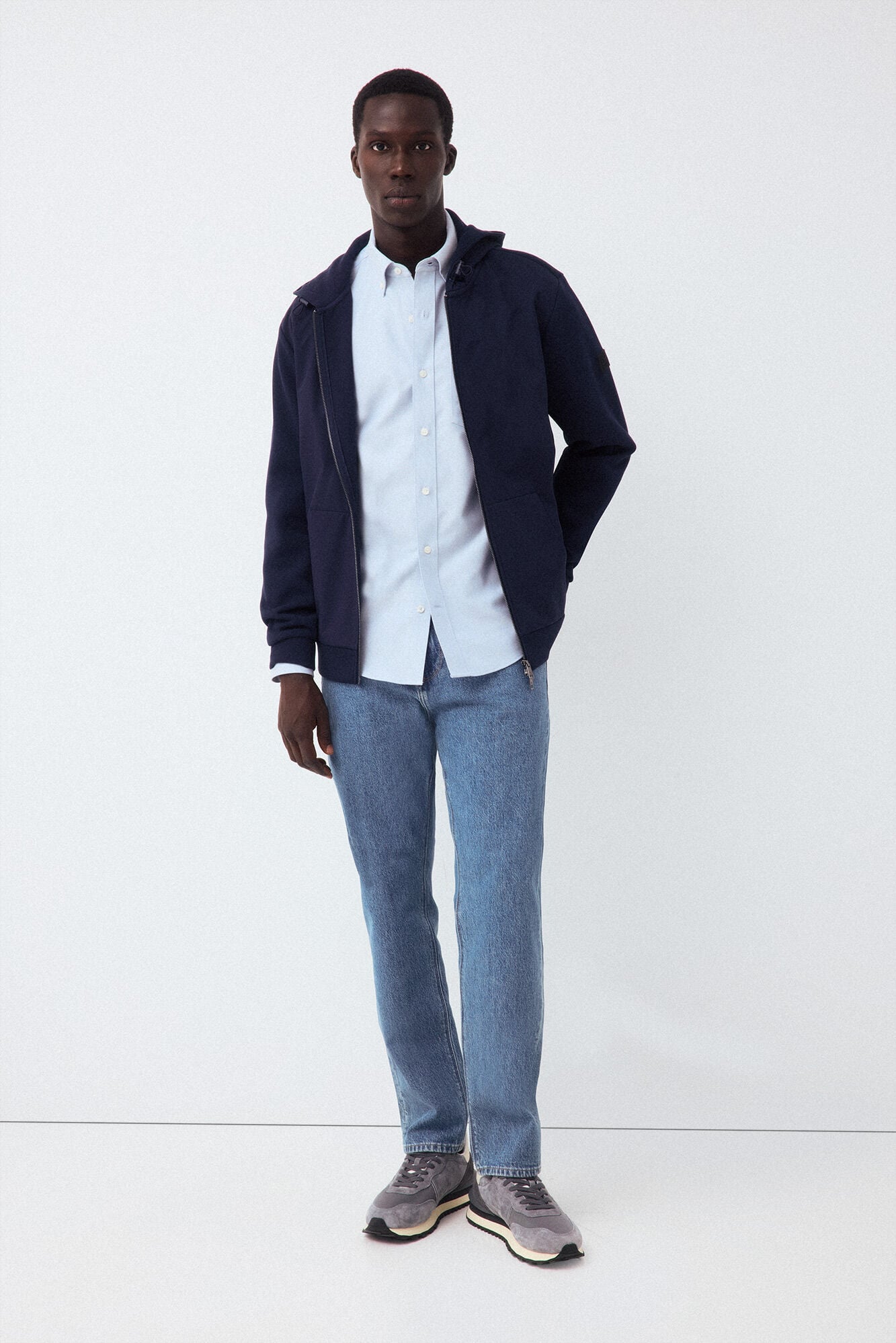 Pedro del Hierro Hooded technical cardigan Blue