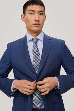 Pedro del Hierro Tailored fit suit blazer in prince of wales check Blue