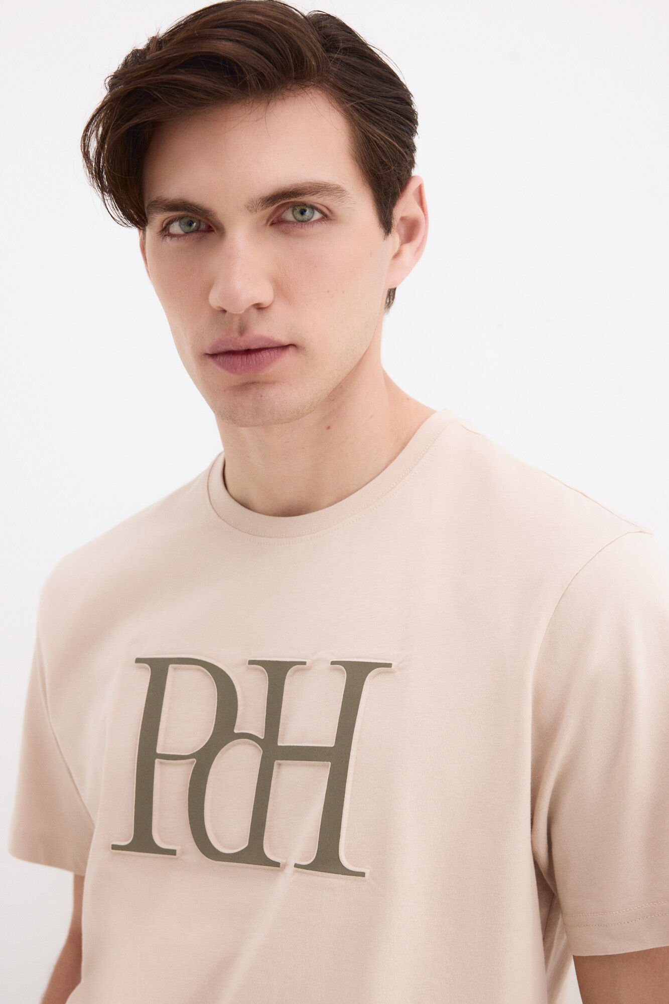 Pedro del Hierro Large logo T-shirt Beige