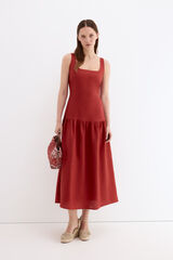 Pedro del Hierro Linen midi dress Orange