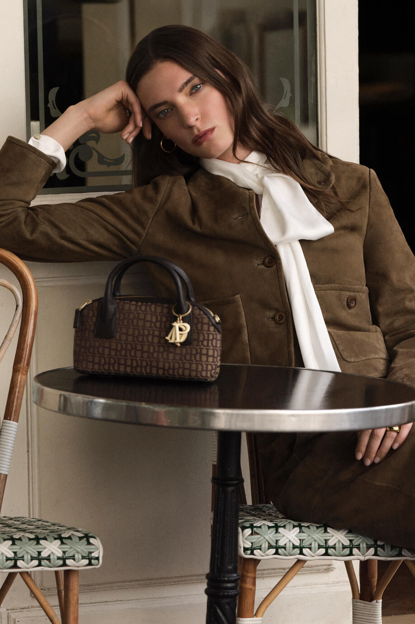 Pedro del Hierro Bolso bowling jacquard mini Marr&oacute;n