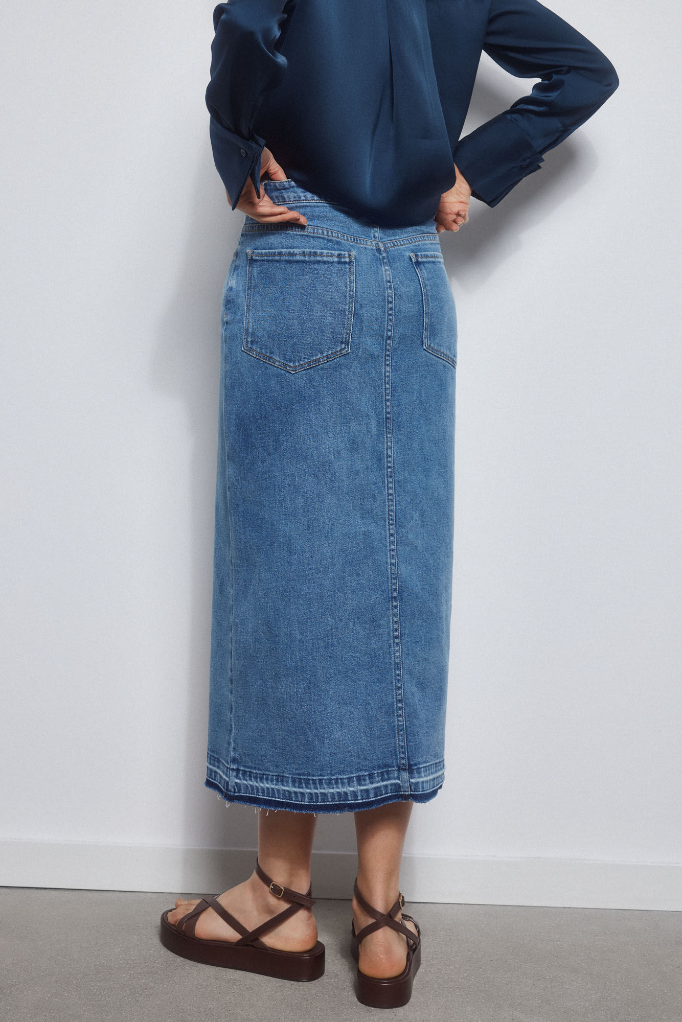 Pedro del Hierro Denim 5-pocket skirt Blue