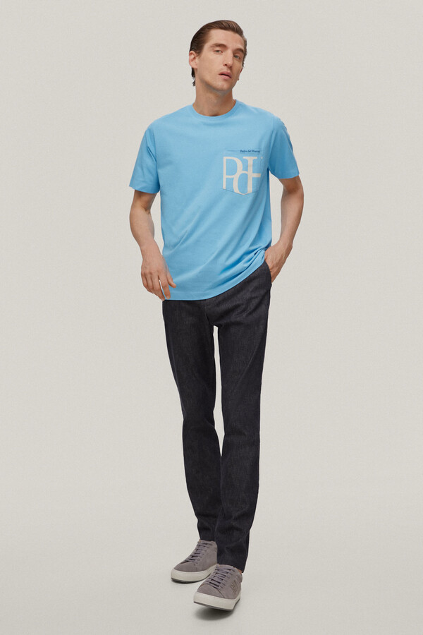 Pedro del Hierro Camiseta logo bolsillo Blue