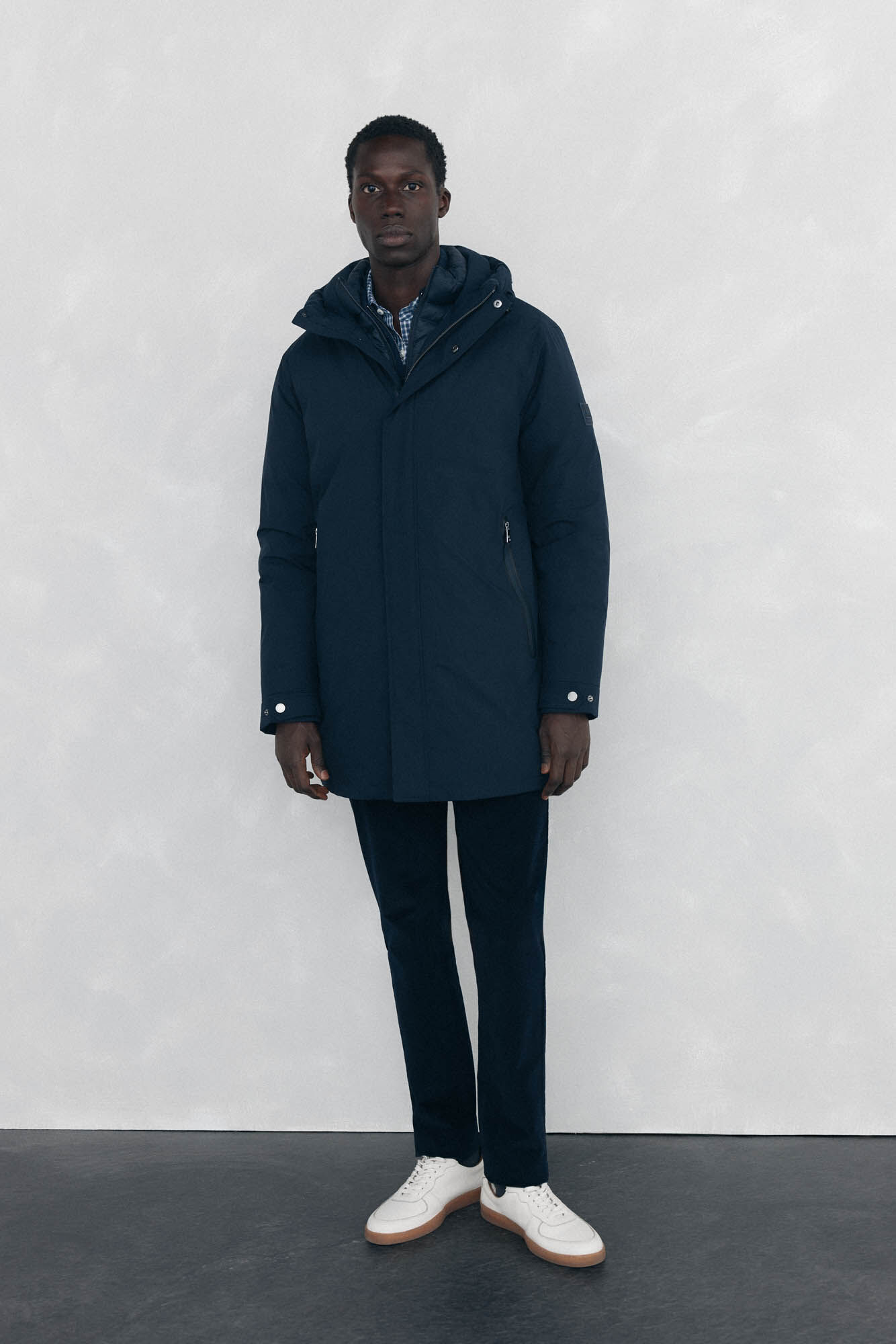 Pedro del Hierro Short hooded parka Blue