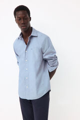 Pedro del Hierro Plain poplin relaxed fit shirt Blue