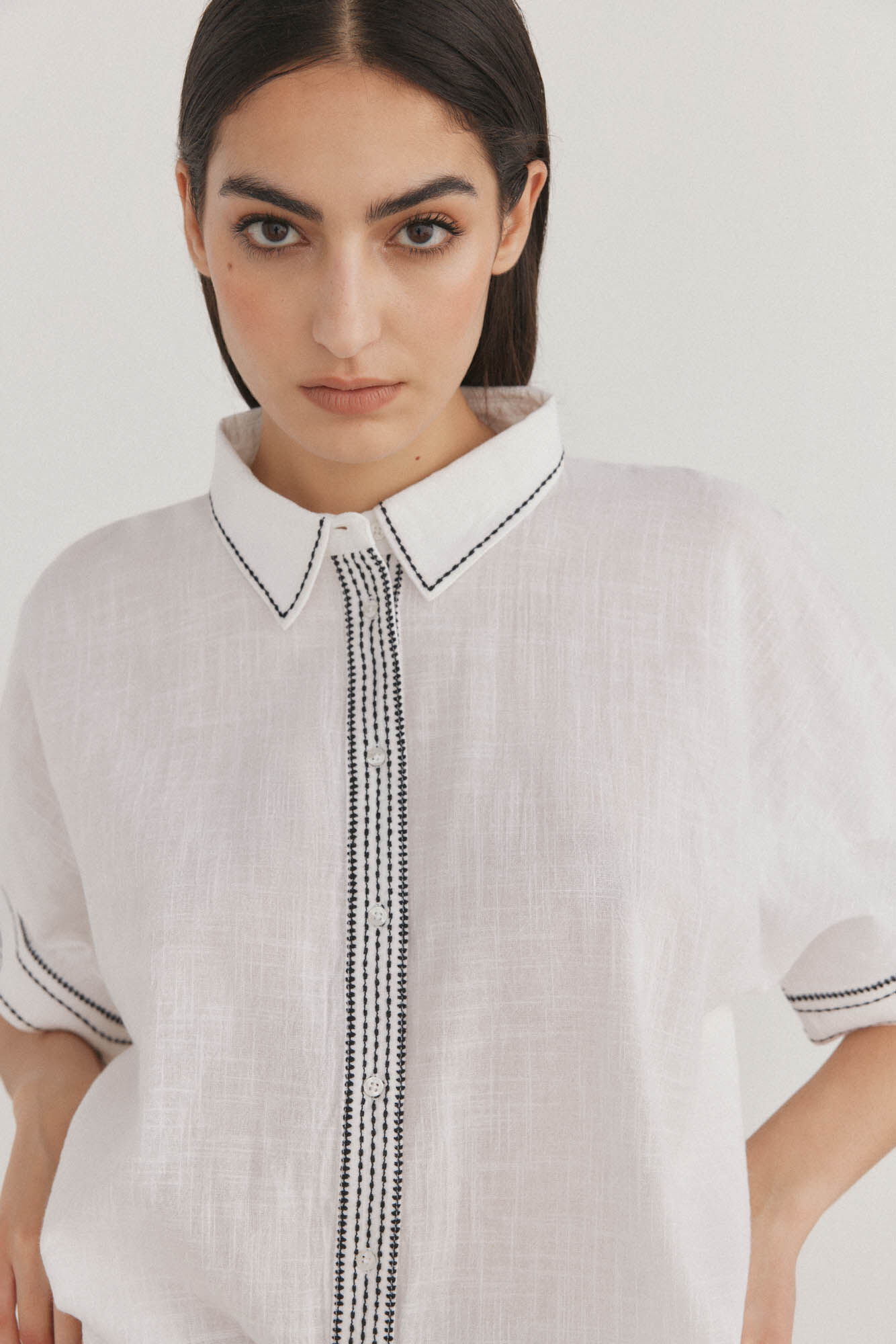 Pedro del Hierro Camisa larga contrastante Branco