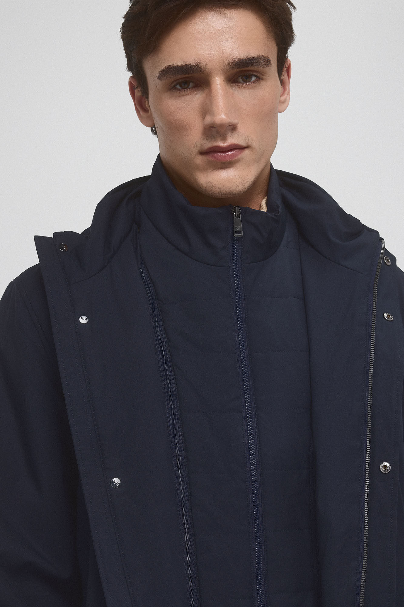 Pedro del Hierro Waterproof raincoat with detachable hood Blue
