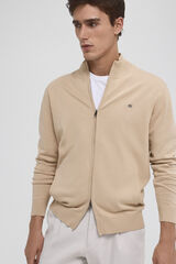 Pedro del Hierro Fine premium cotton zip fastening cardigan Beige