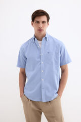 Pedro del Hierro Non iron plaid short sleeve shirt Blue