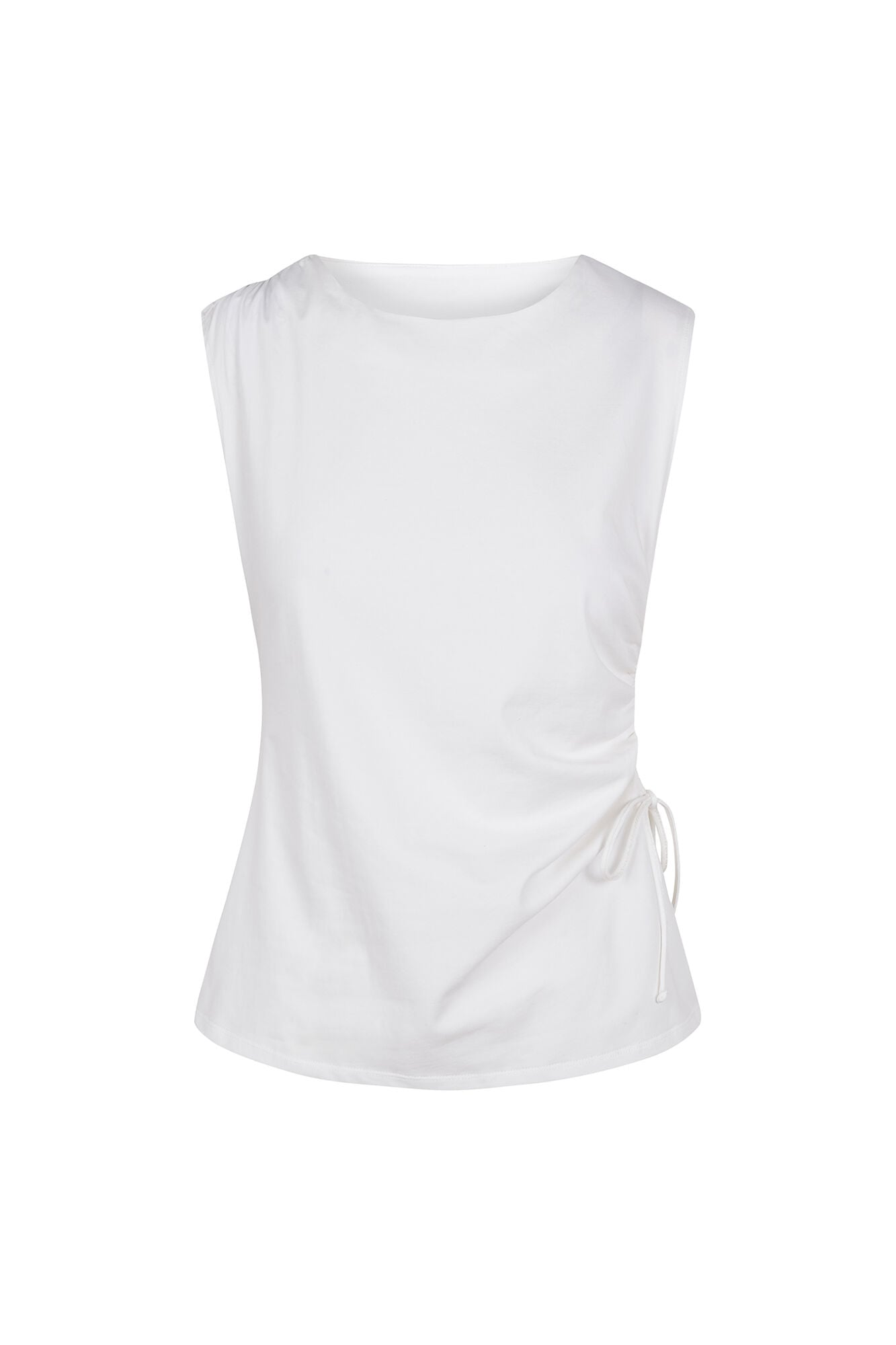 Pedro del Hierro Sleeveless T-shirt with drawstring ruching detail Ecru