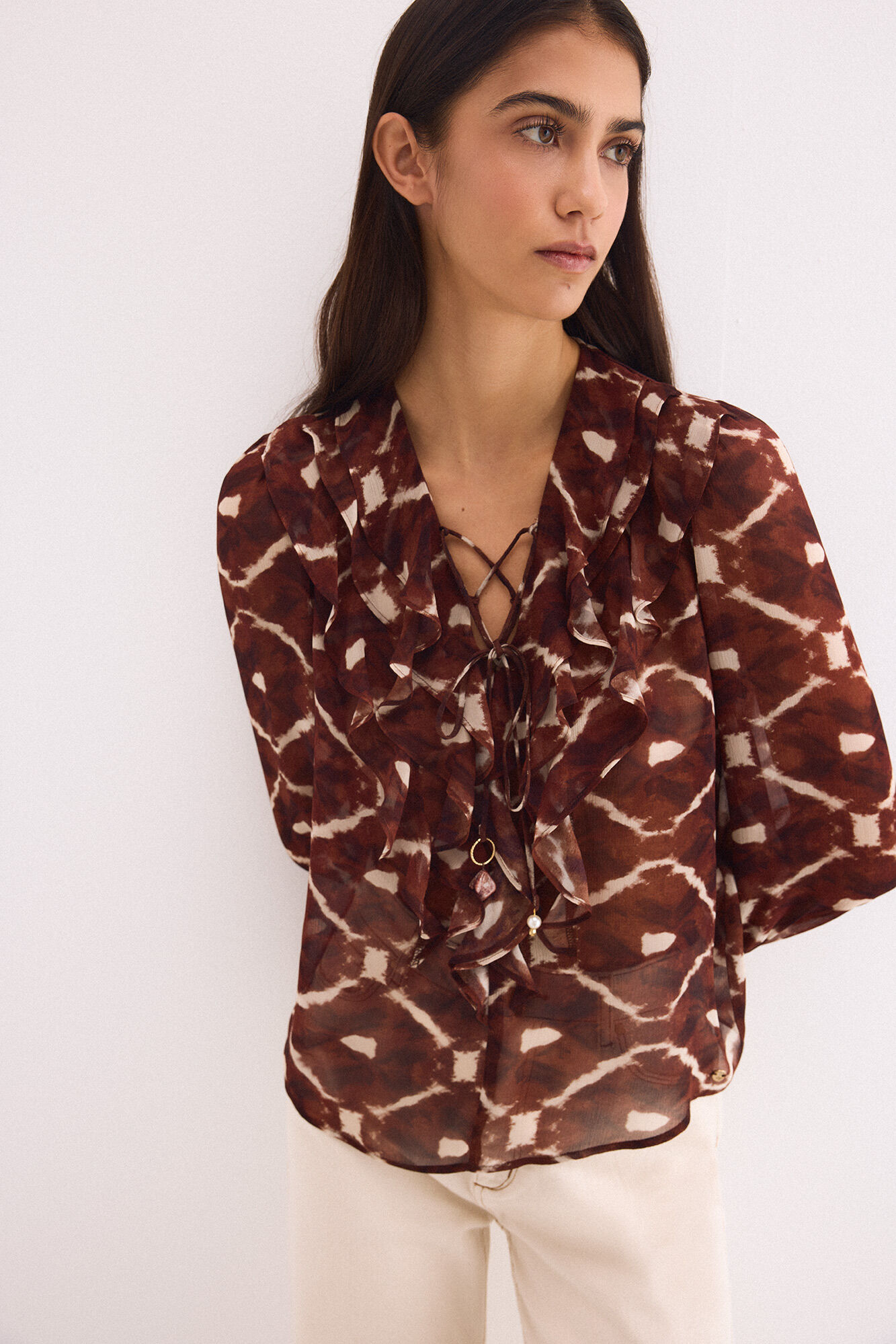Pedro del Hierro Print blouse Brown