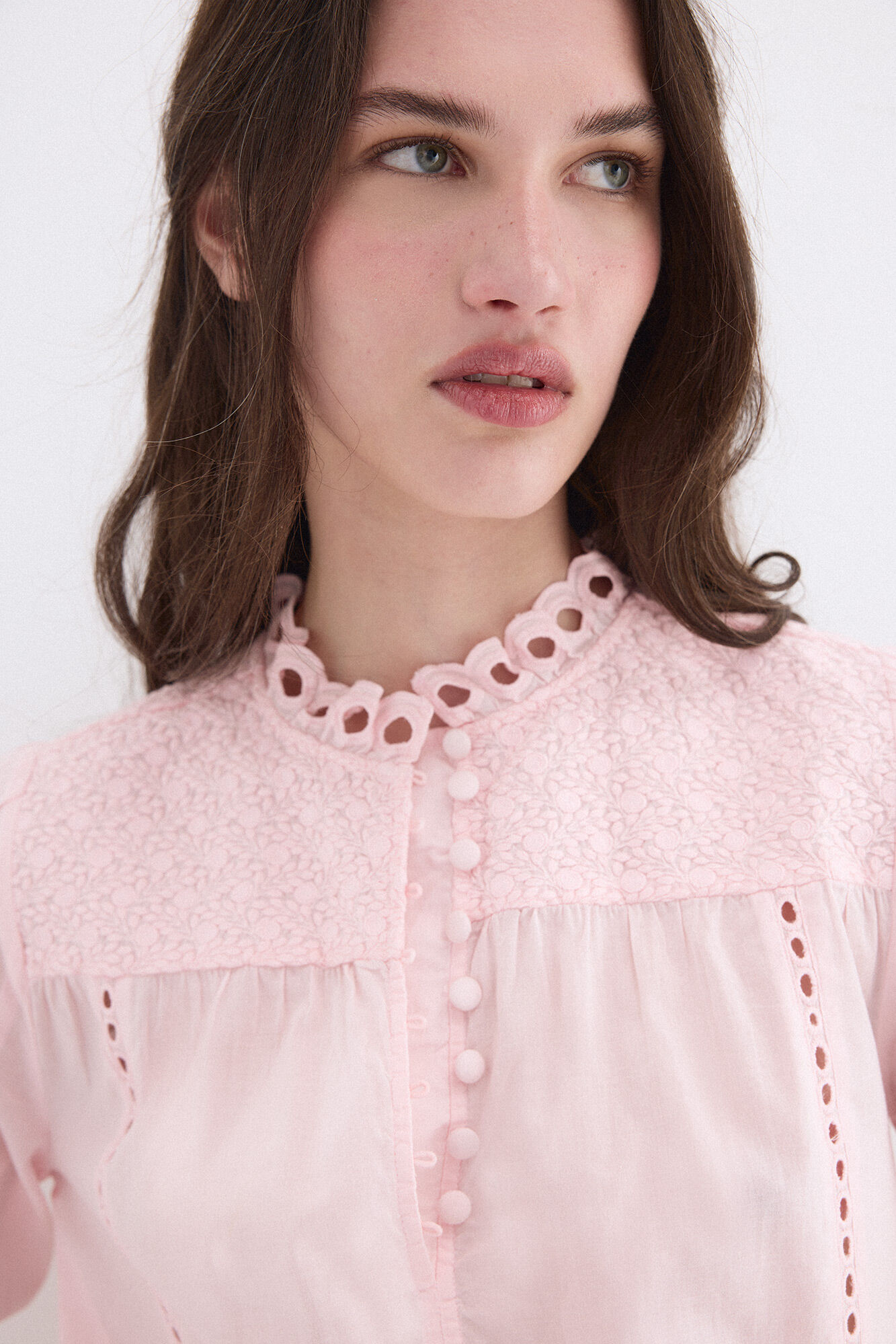 Pedro del Hierro Openwork romantic blouse Pink