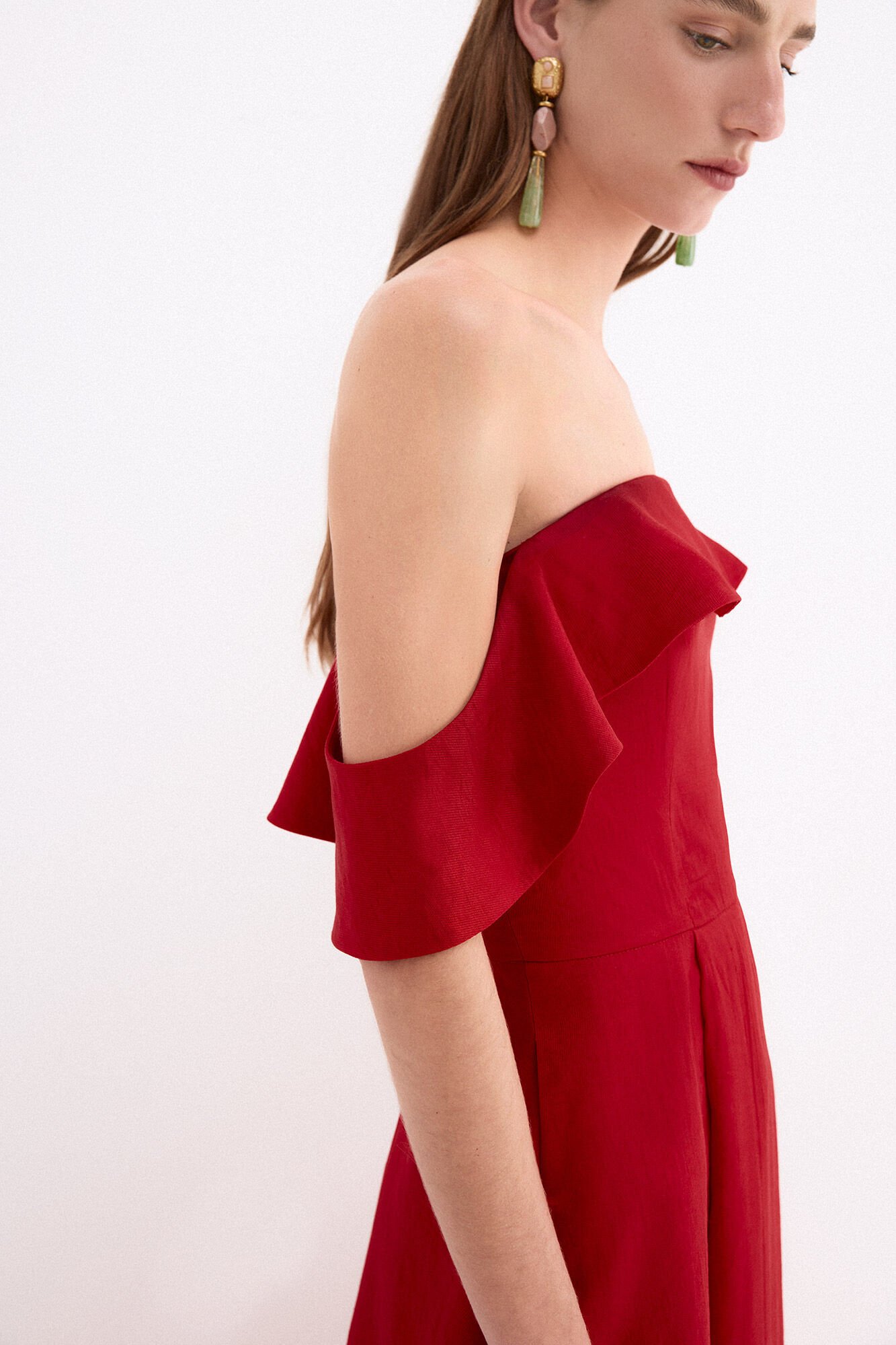 Pedro del Hierro Vestido midi tejido estructura Rojo