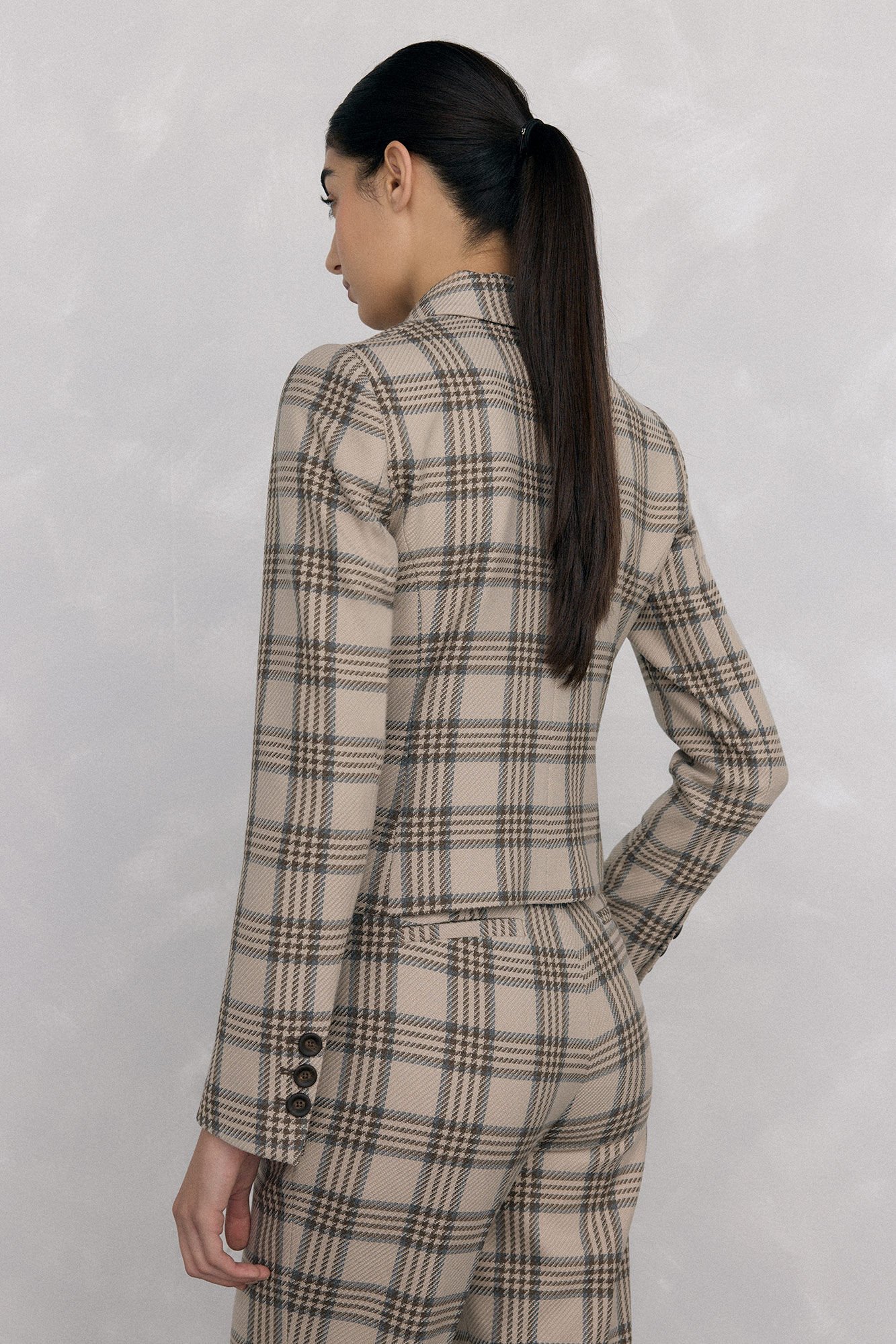 Pedro del Hierro Cropped double-breasted blazer Brown