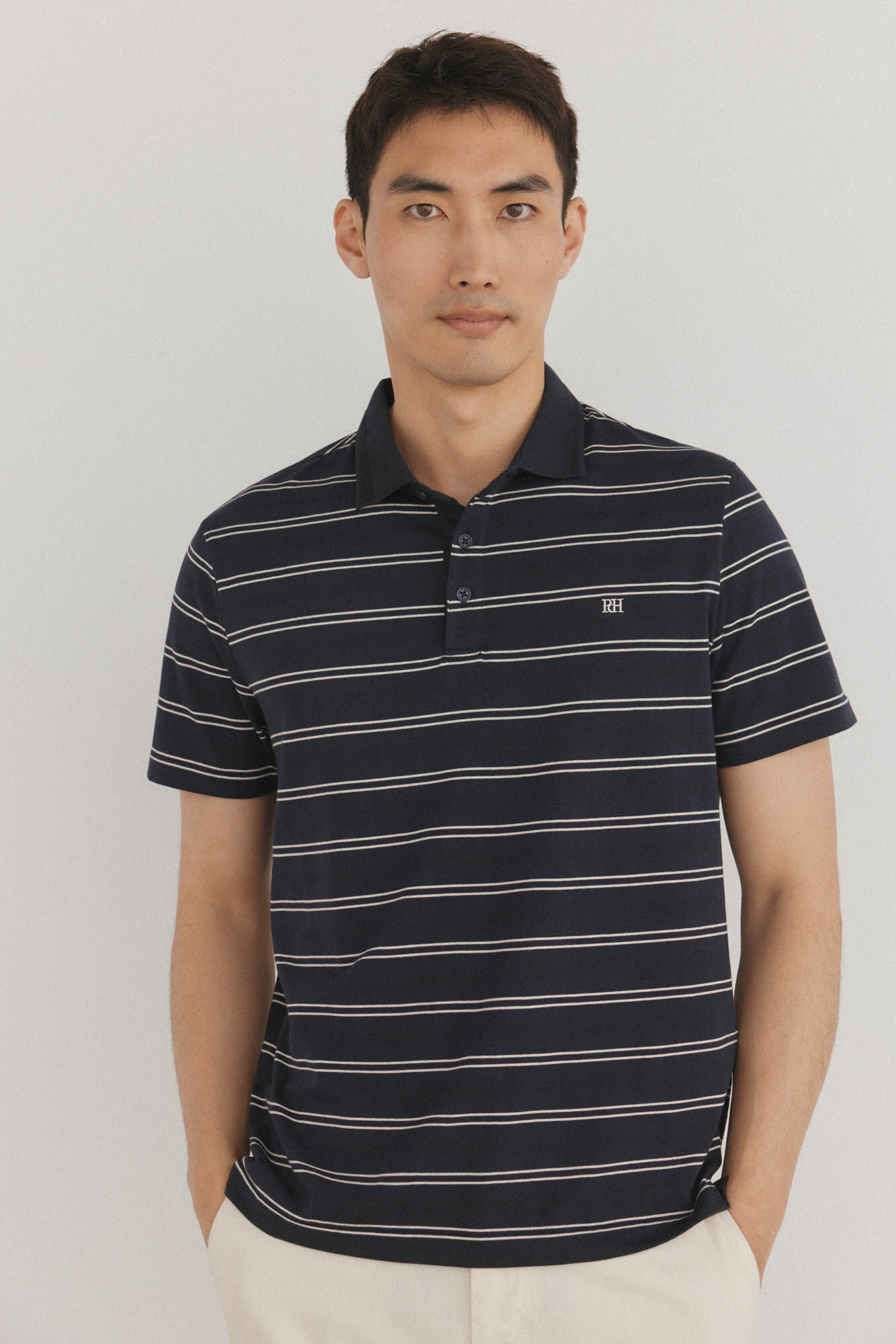 Pedro del Hierro Striped polo shirt Blue