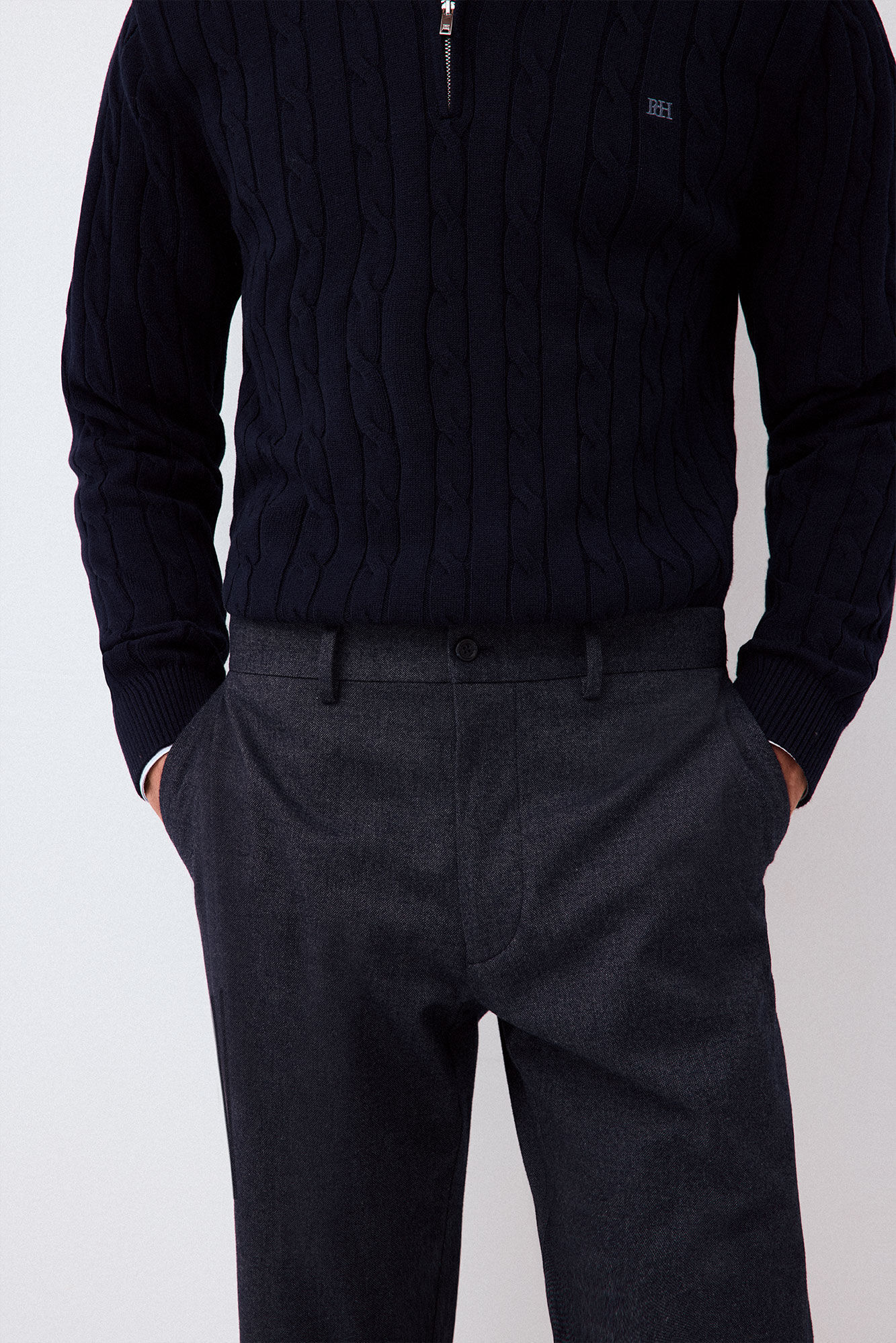 Pedro del Hierro Regular fit chino trousers with elasticated waist Blue