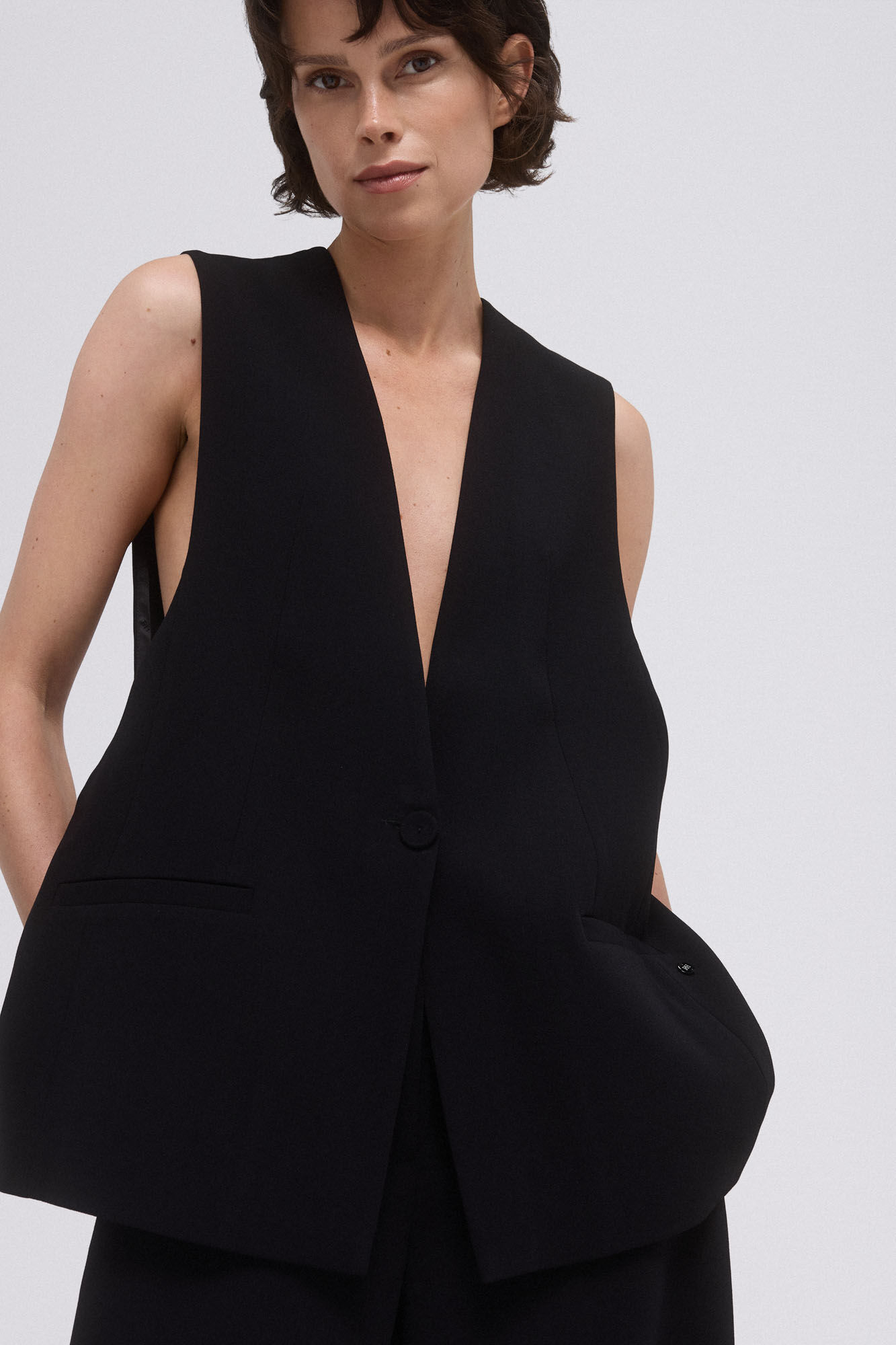 Pedro del Hierro Chaleco largo bot&oacute;n Negro