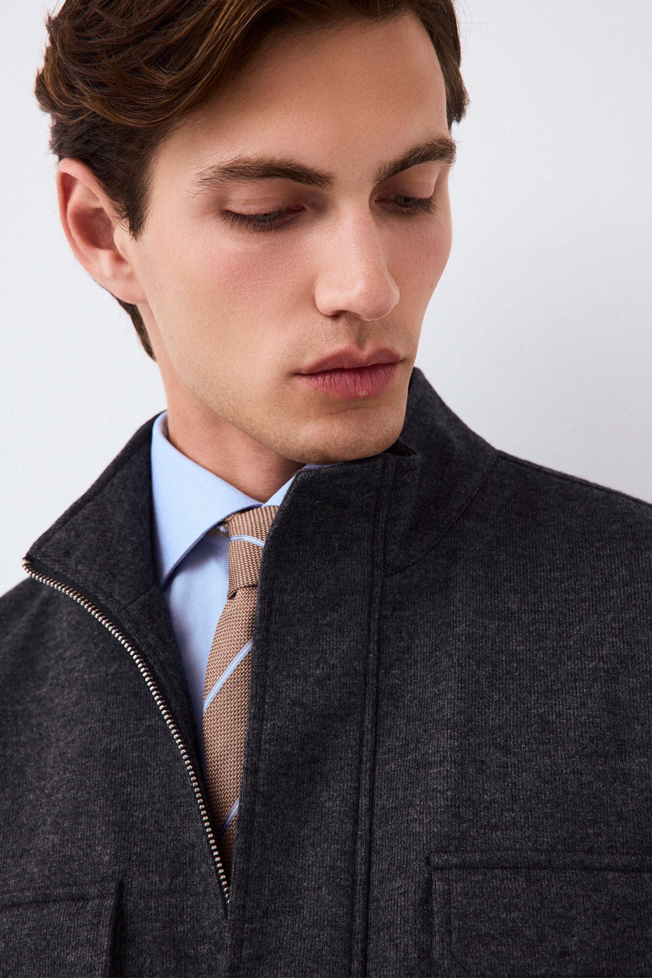 Pedro del Hierro Wool blend knit jacket Grey