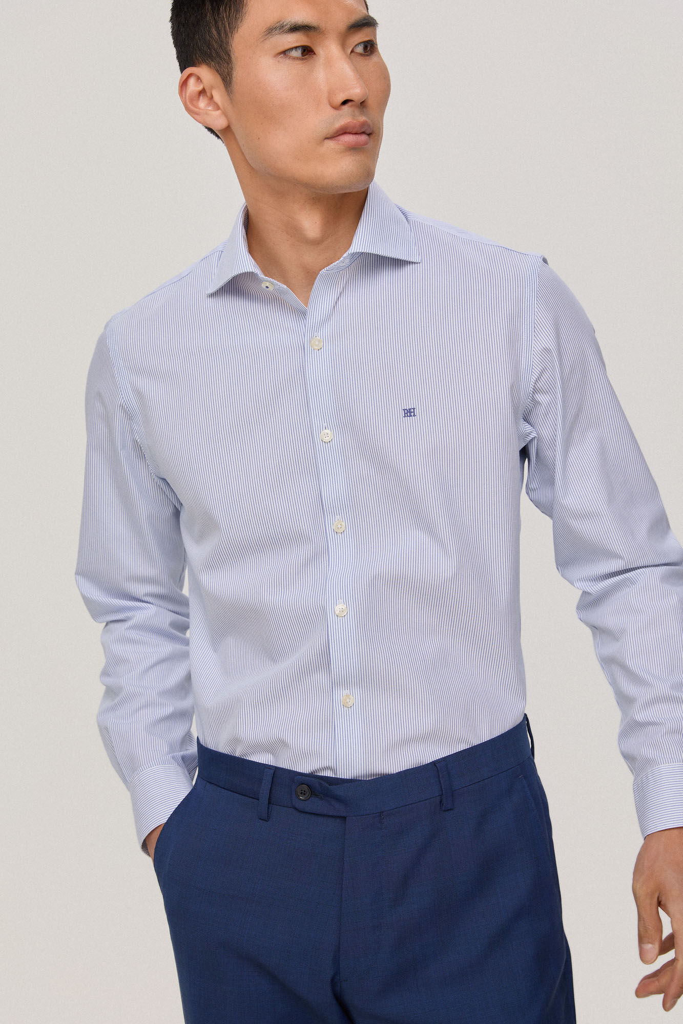 Pedro del Hierro Camisa vestir non iron y antimanchas rayas regular fit White