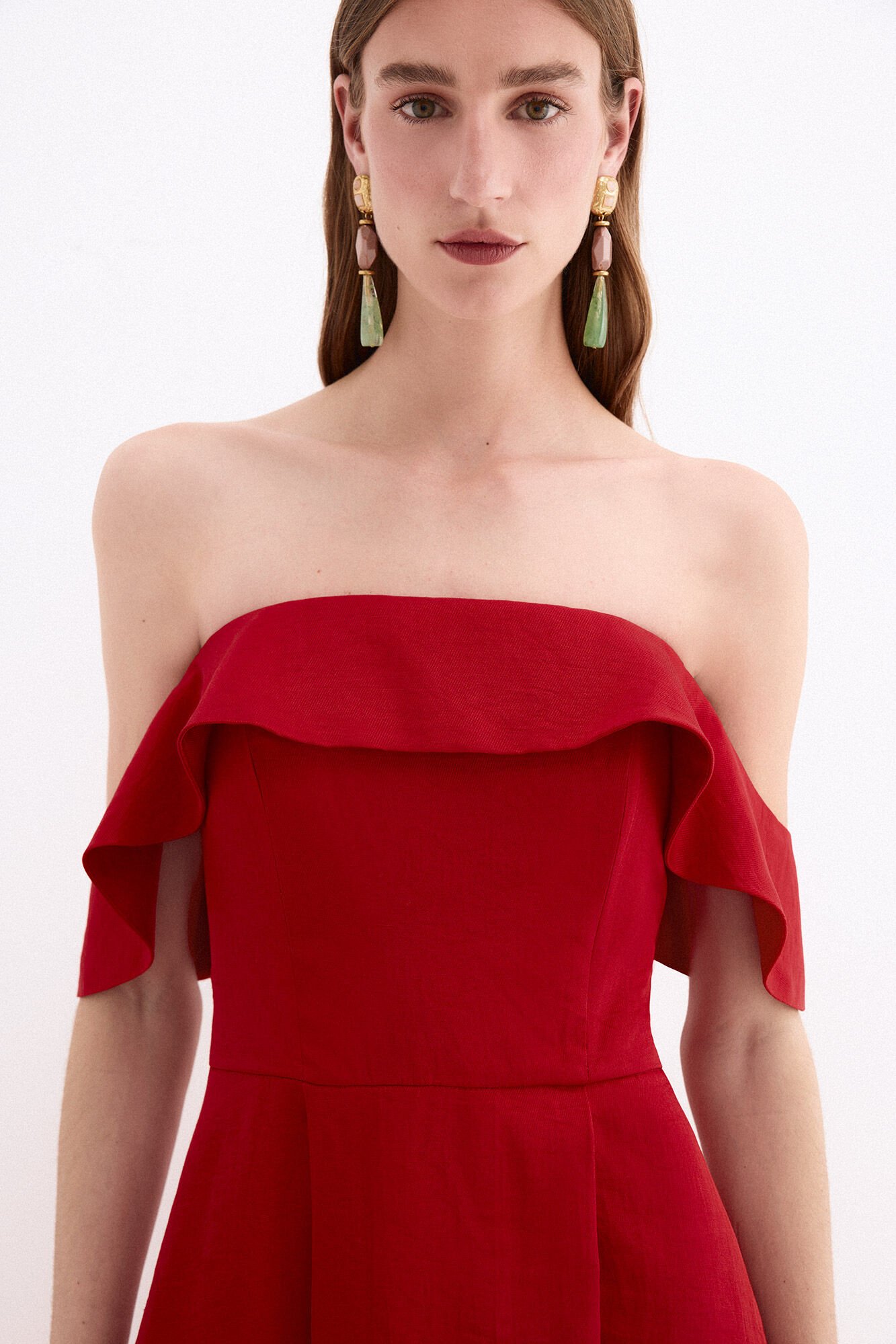 Pedro del Hierro Vestido midi tejido estructura Rojo