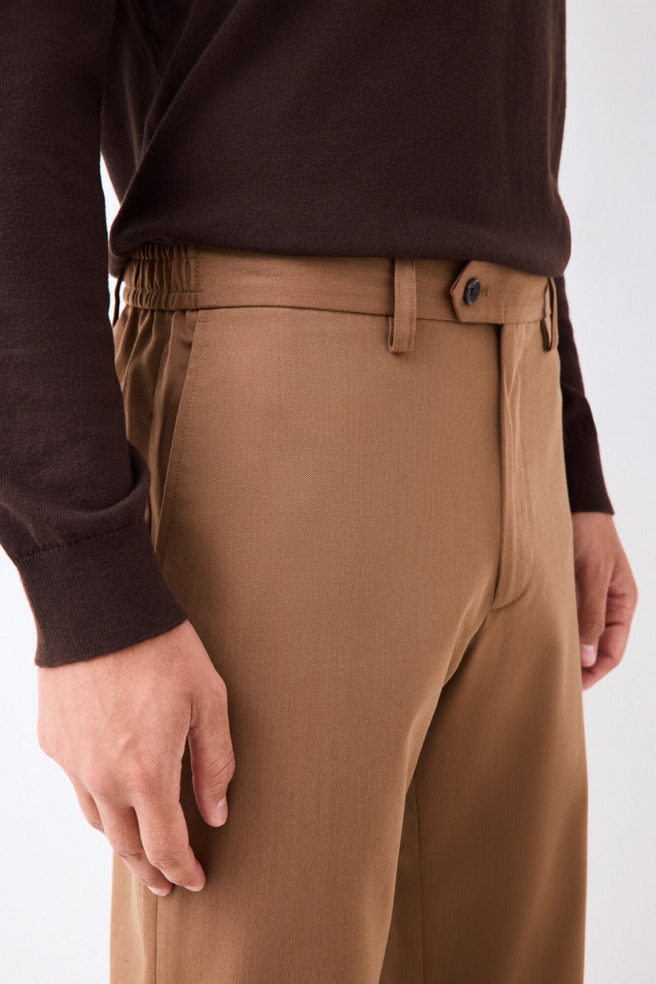Pedro del Hierro Tapered elasticated trousers Brown