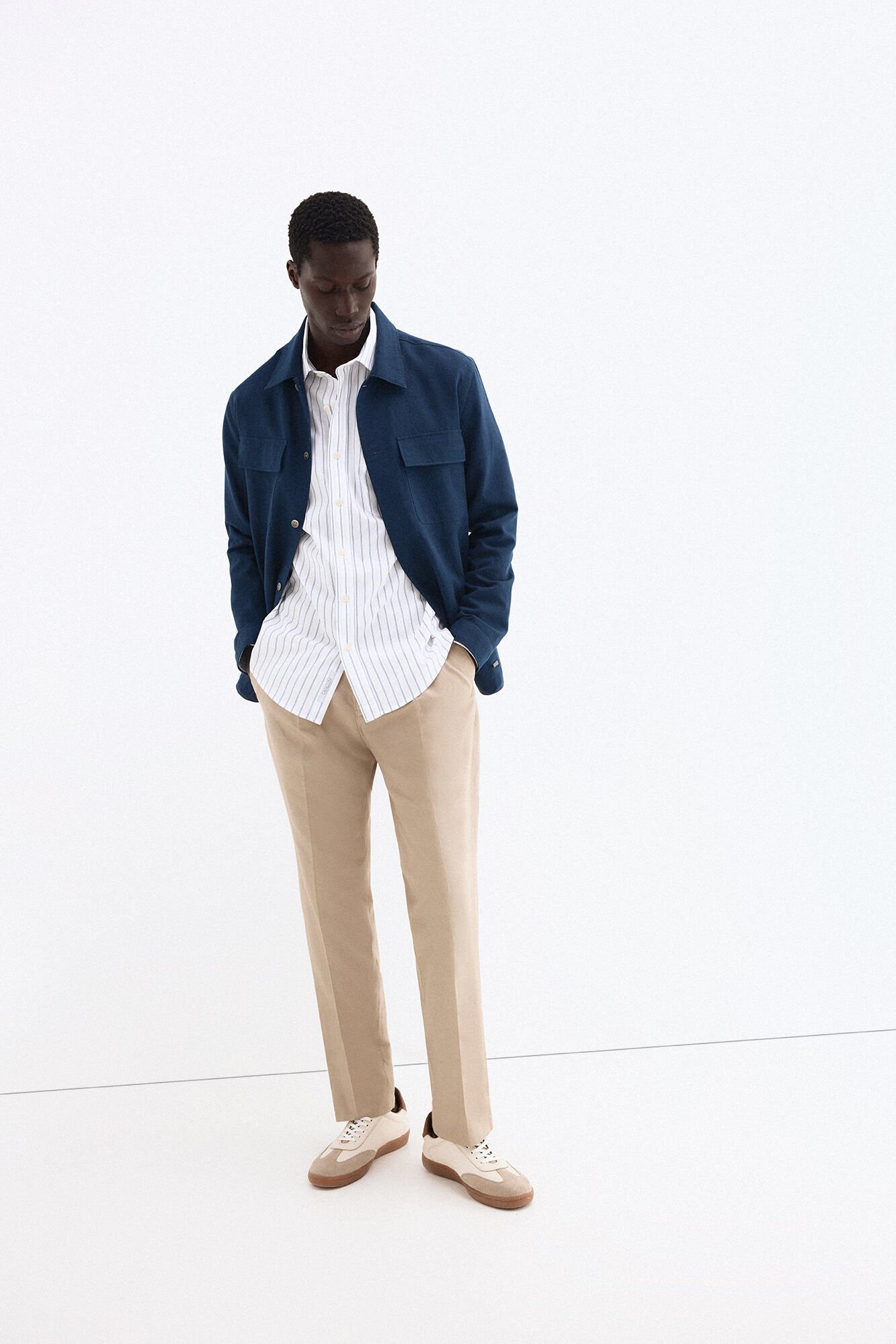 Pedro del Hierro Camisa rayas tejido italiano