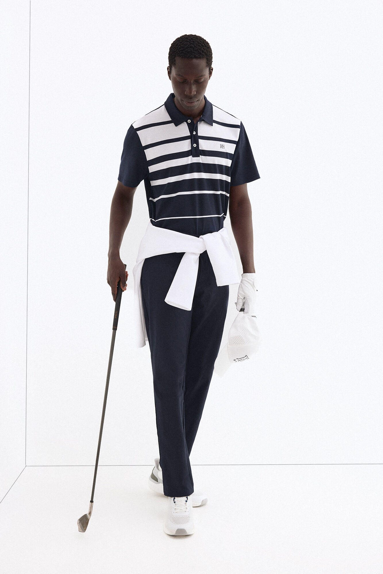 Pedro del Hierro Striped golf polo shirt Blue