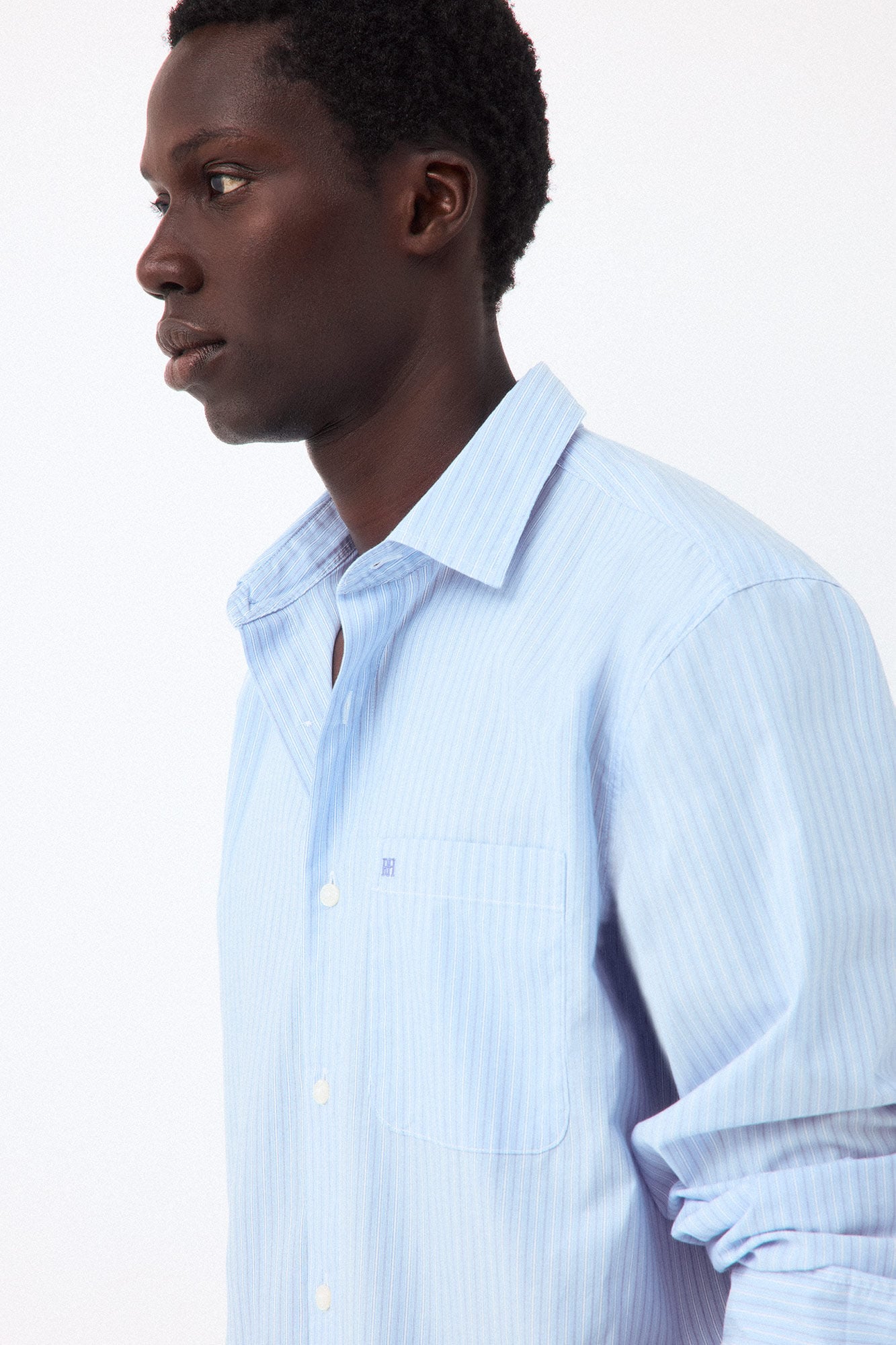 Pedro del Hierro Striped poplin relax fit shirt Blue