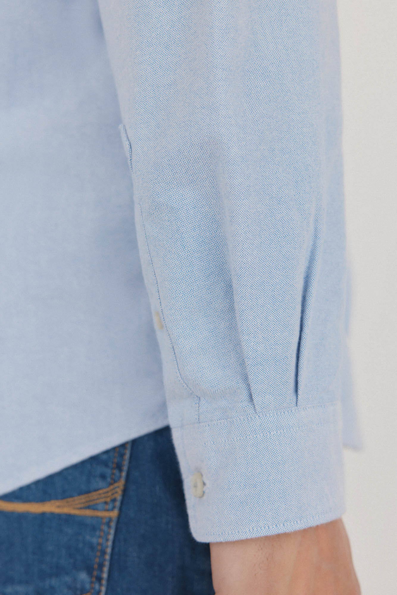 Pedro del Hierro Camisa oxford liso e ic&ocirc;nica Azul