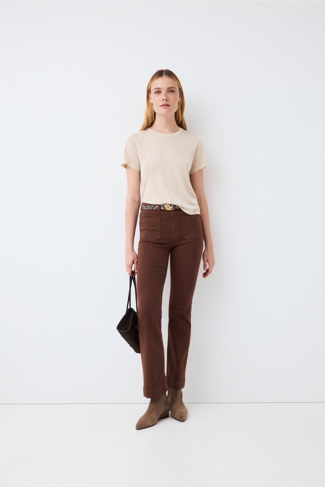 Pedro del Hierro Lurex knit top Ecru