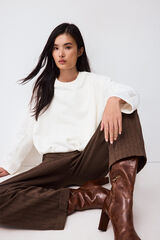 Pedro del Hierro Sudadera amplia cuello redondo Crudo