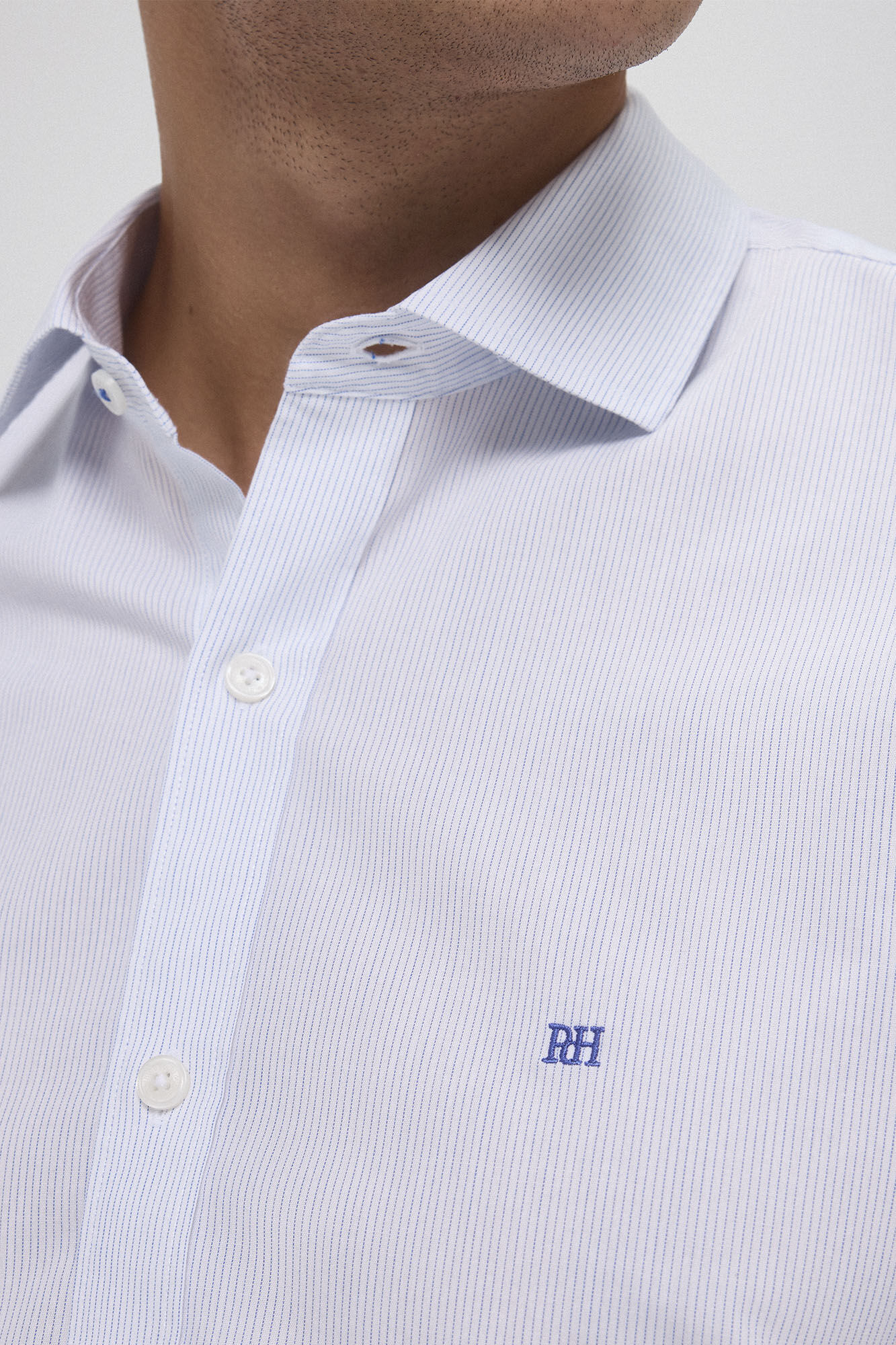 Pedro del Hierro Wrinkle free striped shirt White