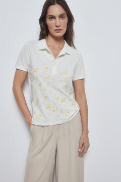 Pedro del Hierro Short-sleeved embroidered polo shirt Amarillo