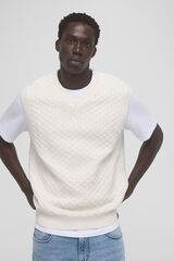 Pedro del Hierro Square structured cotton jersey-knit vest Ecru