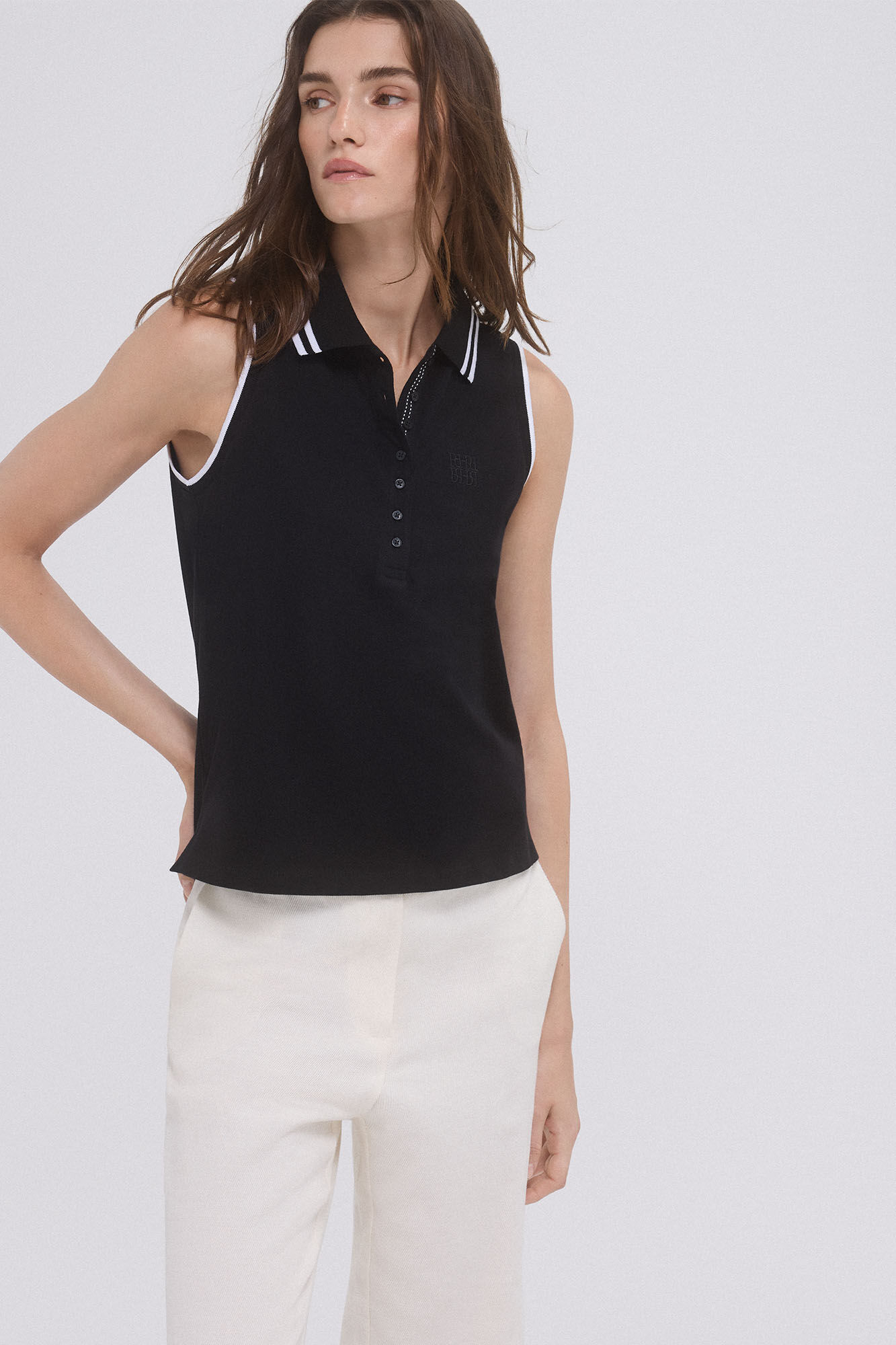 Pedro del Hierro Sleeveless polo shirt Black