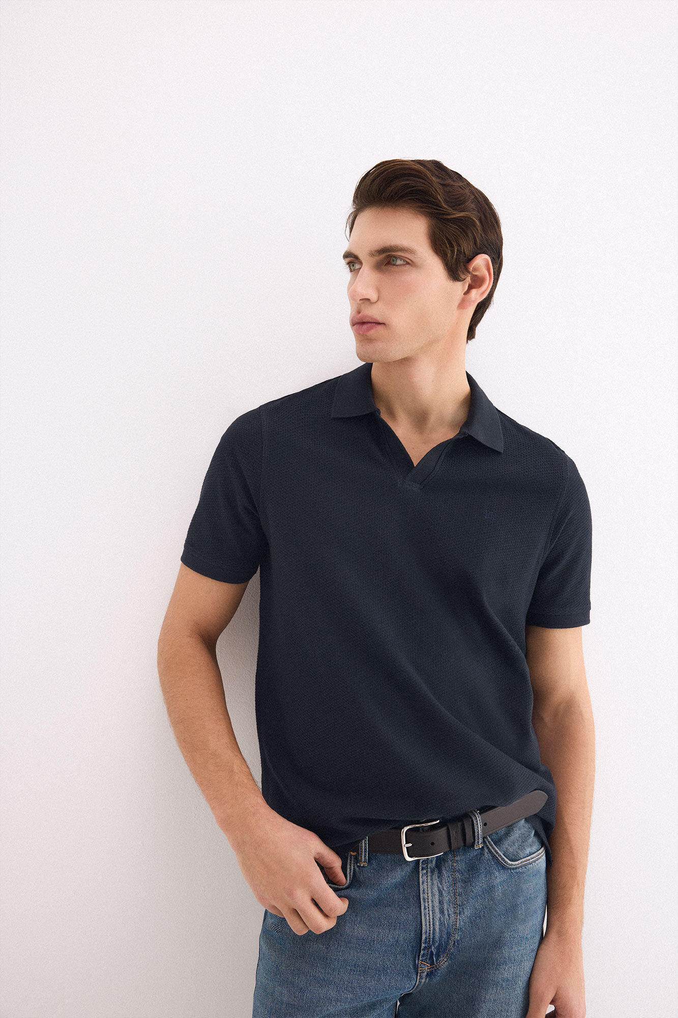 Pedro del Hierro Textured polo shirt Blue