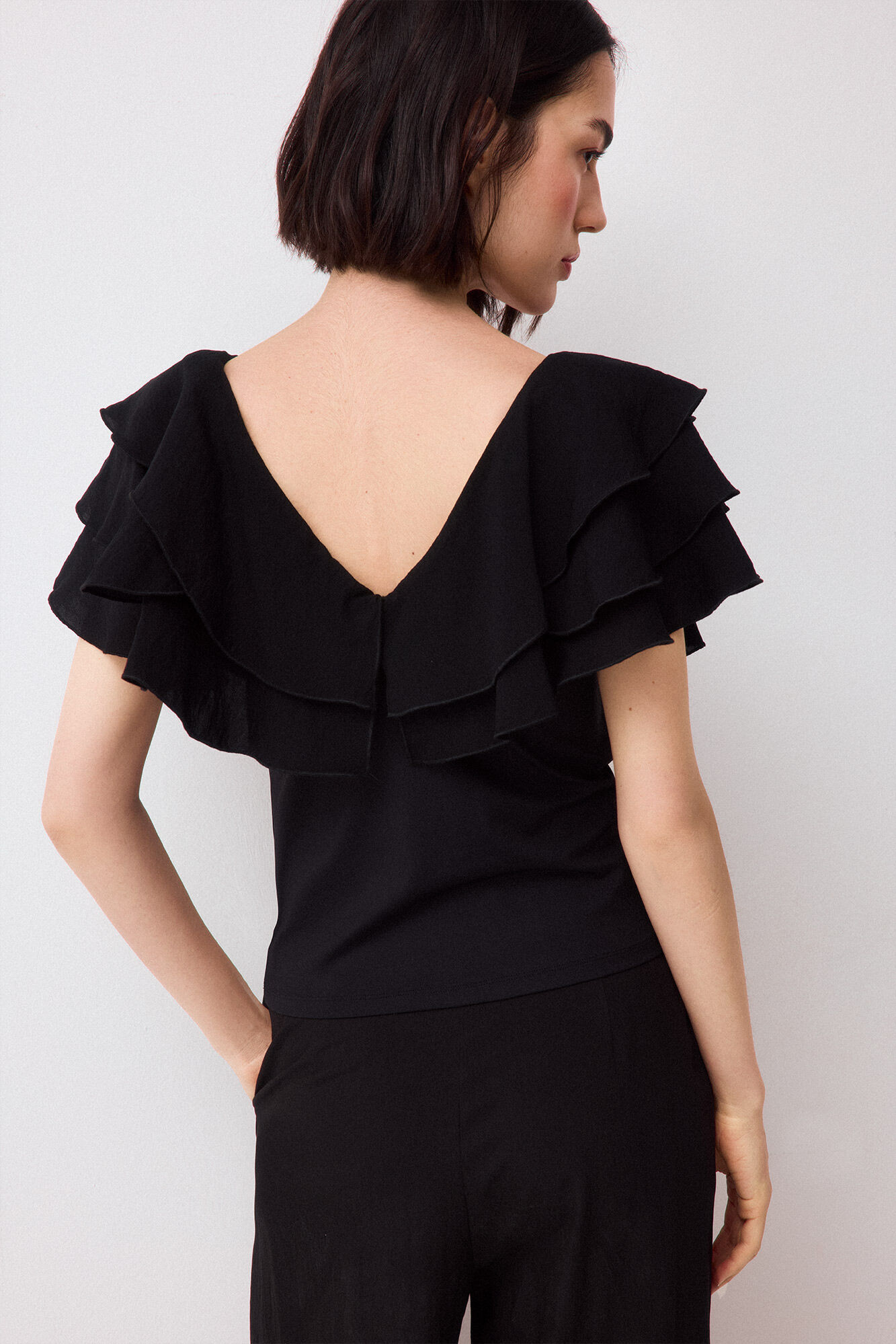 Pedro del Hierro Camiseta volantes Negro